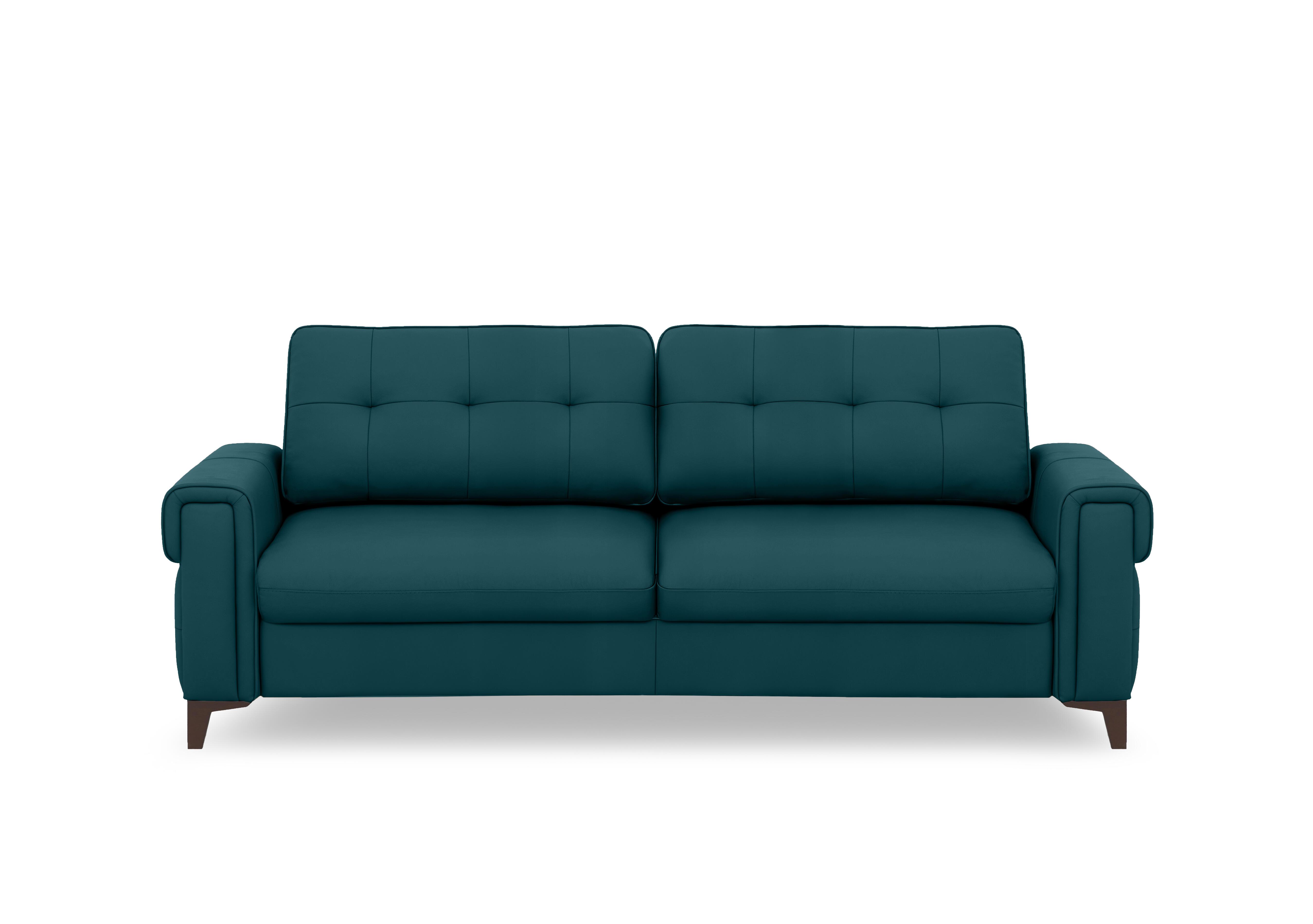 Zoom Leather 3 Seater Sofa Bed in Midnight Jade Matte Le-9324 on Furniture Village