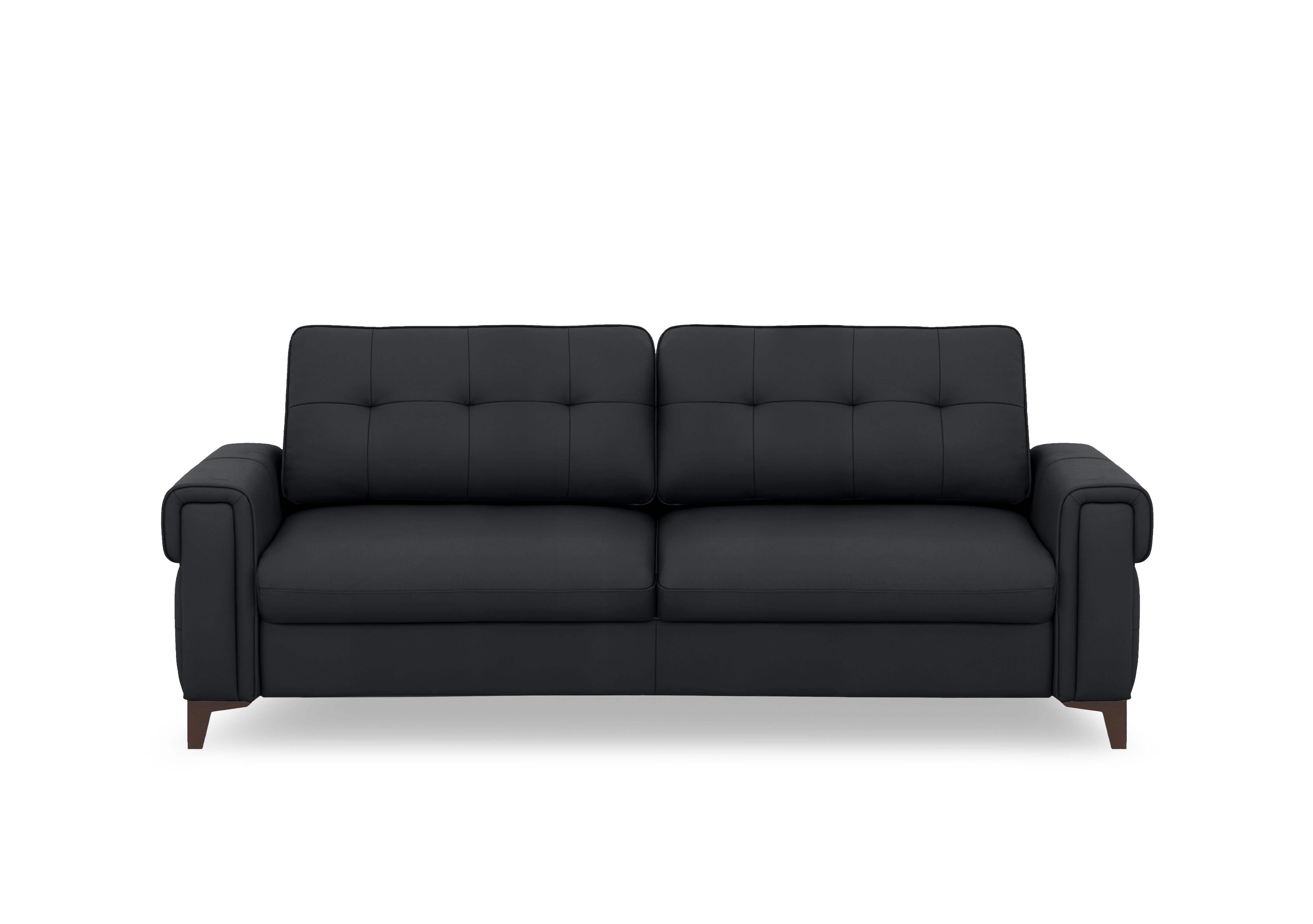 Zoom Leather 3 Seater Sofa Bed in Natural Black Mica La4820 on Furniture Village