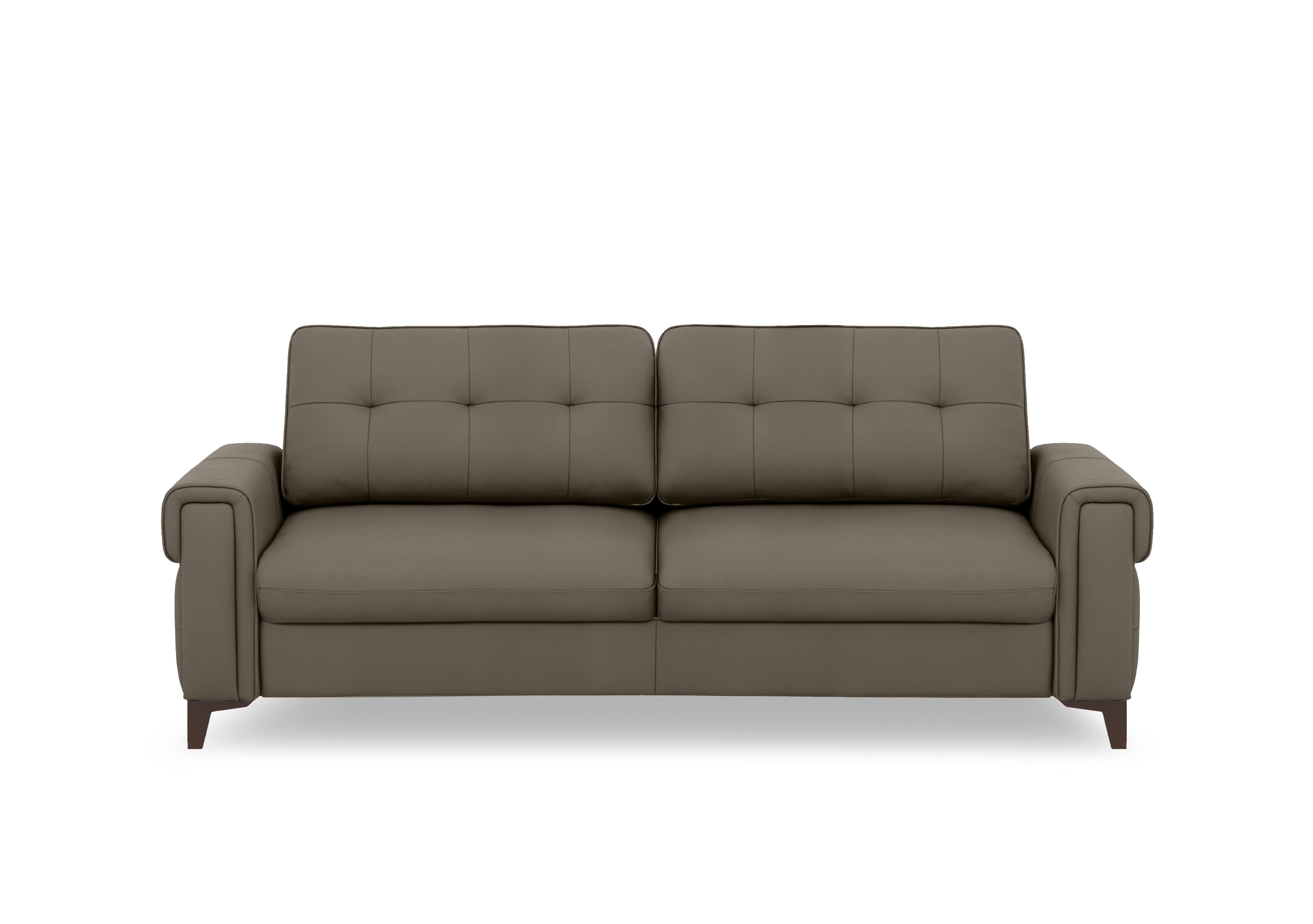 Zoom Leather 3 Seater Sofa Bed in Natural Olive La-4829 on Furniture Village