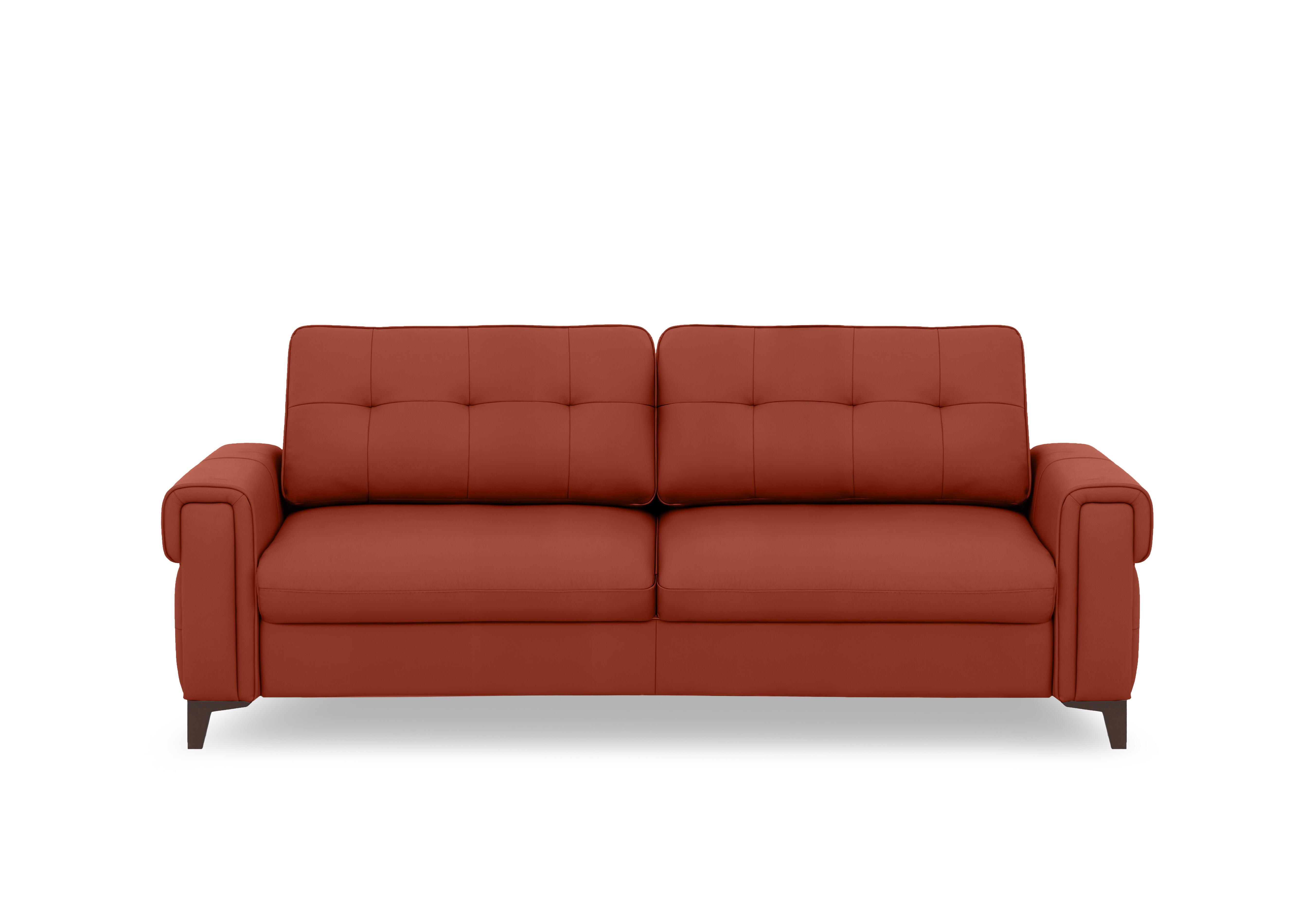 Zoom Leather 3 Seater Sofa Bed in Red Maple Le-9326 on Furniture Village