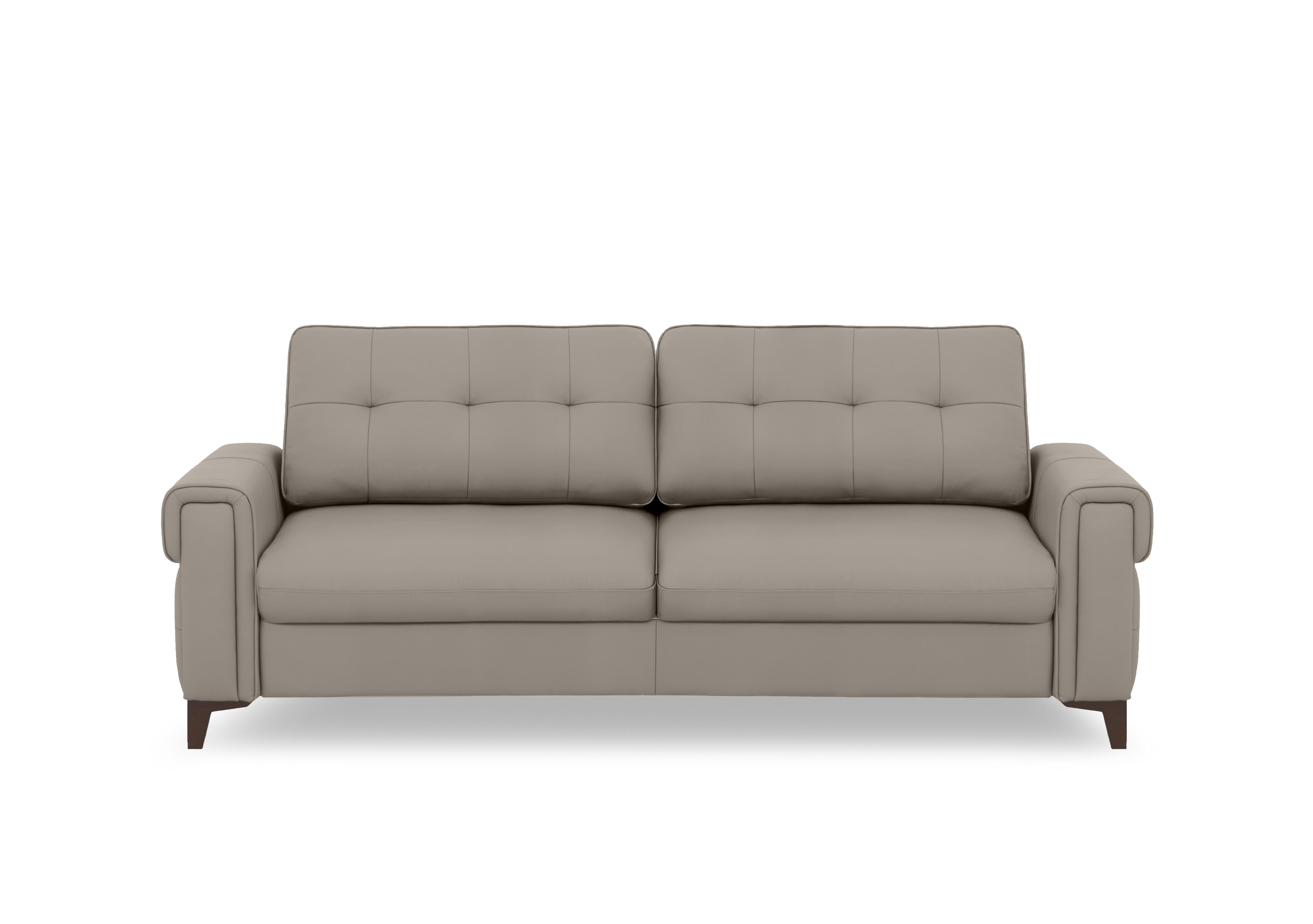 Zoom Leather 3 Seater Sofa Bed in Silken Taupe Matte Le-9325 on Furniture Village