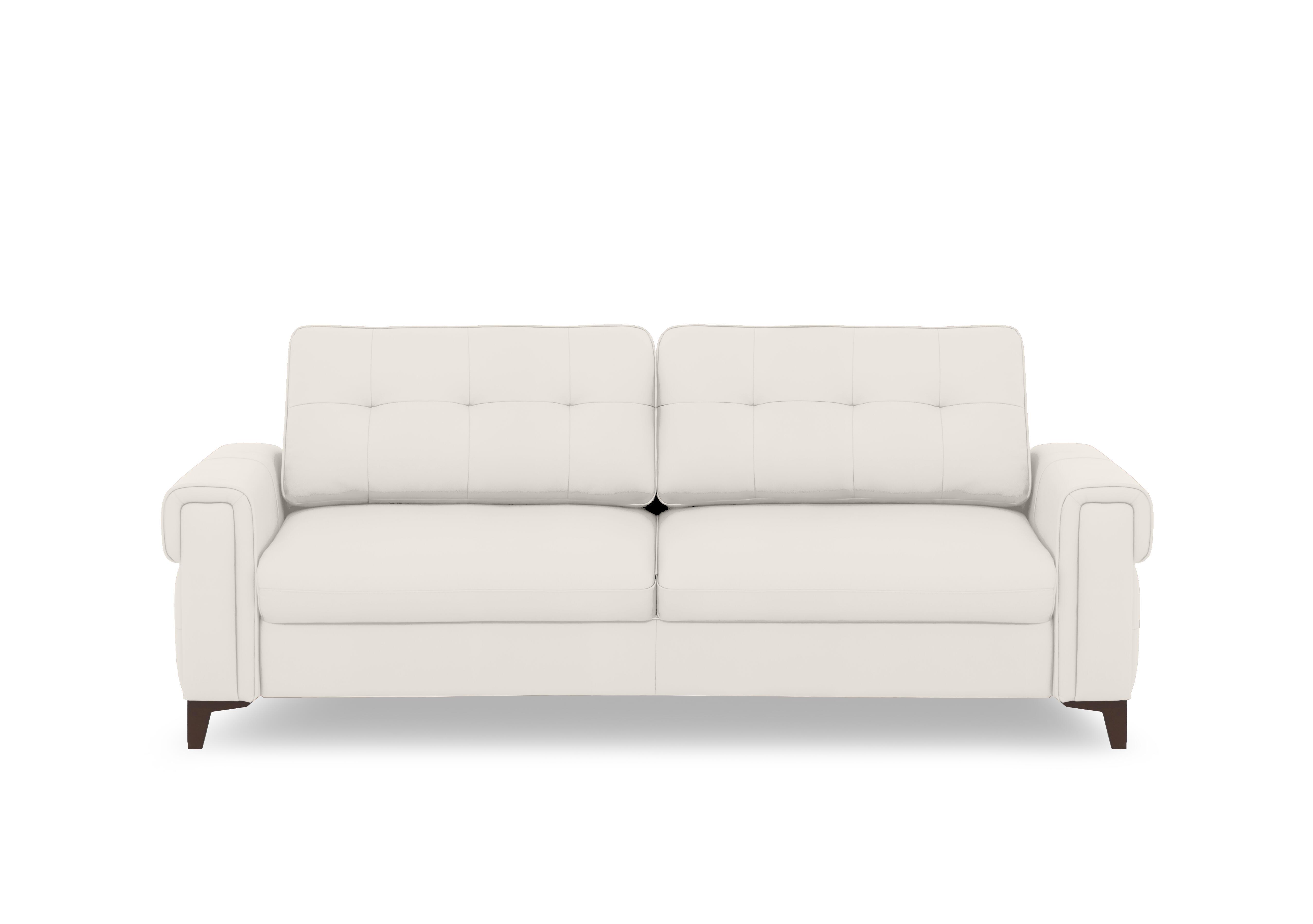 Zoom Leather 3 Seater Sofa Bed in White Le-9307 on Furniture Village