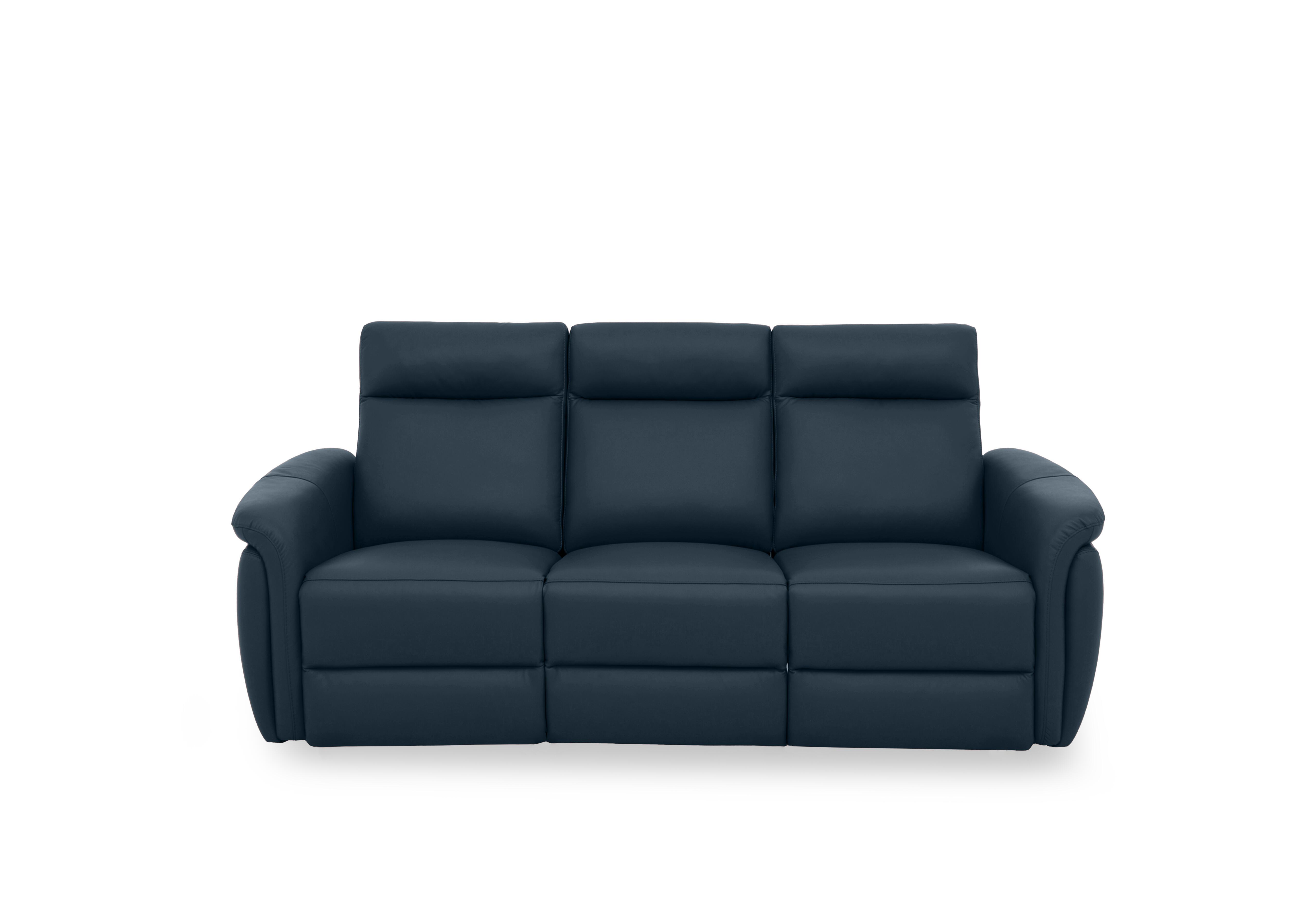 Dublin Leather 3 Seater Sofa in Natural Milled Navy La-4828 on Furniture Village