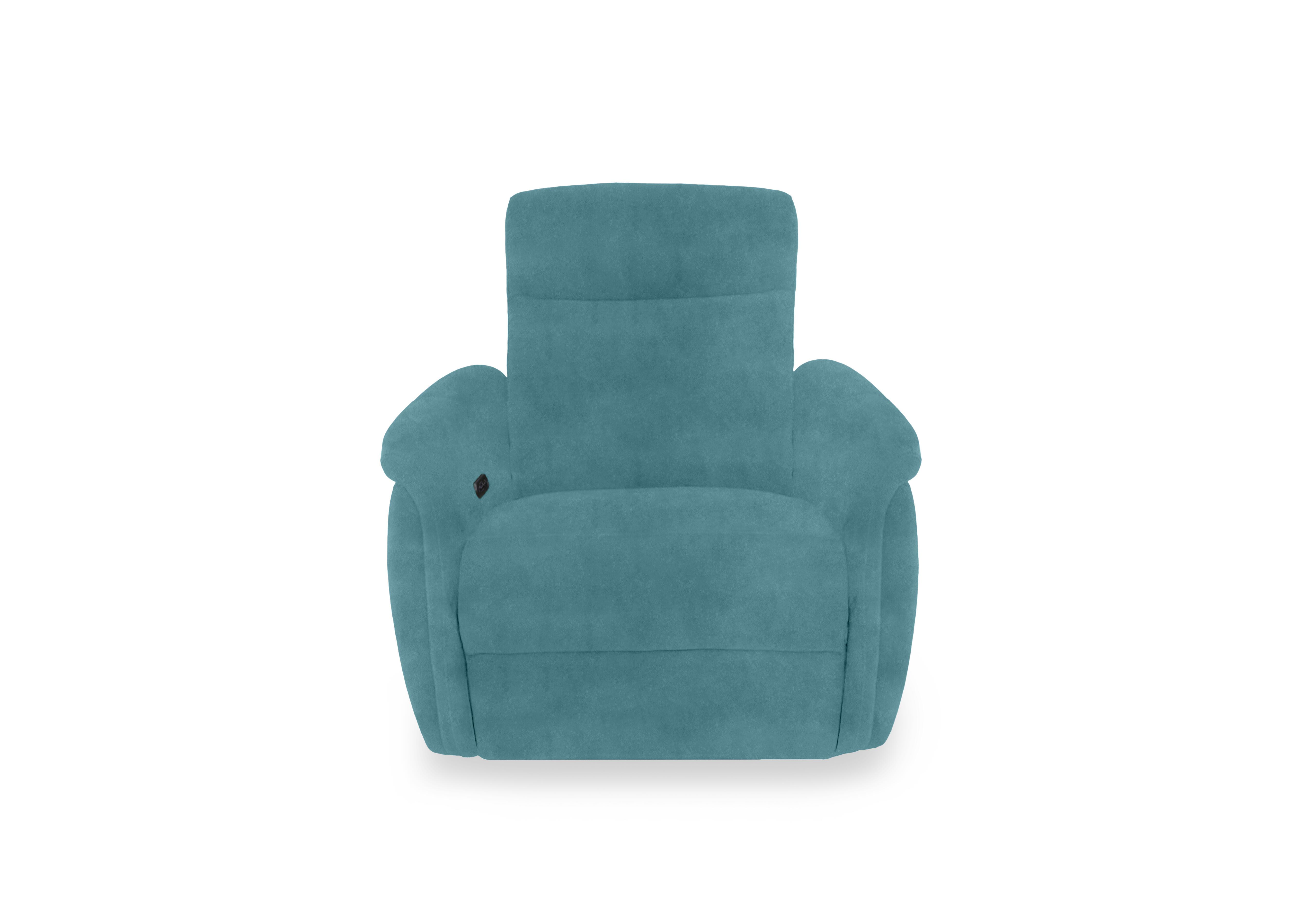 Dublin Fabric Power Recliner Armchair with Power Headrest in Velvet Blu Vv-0312 on Furniture Village