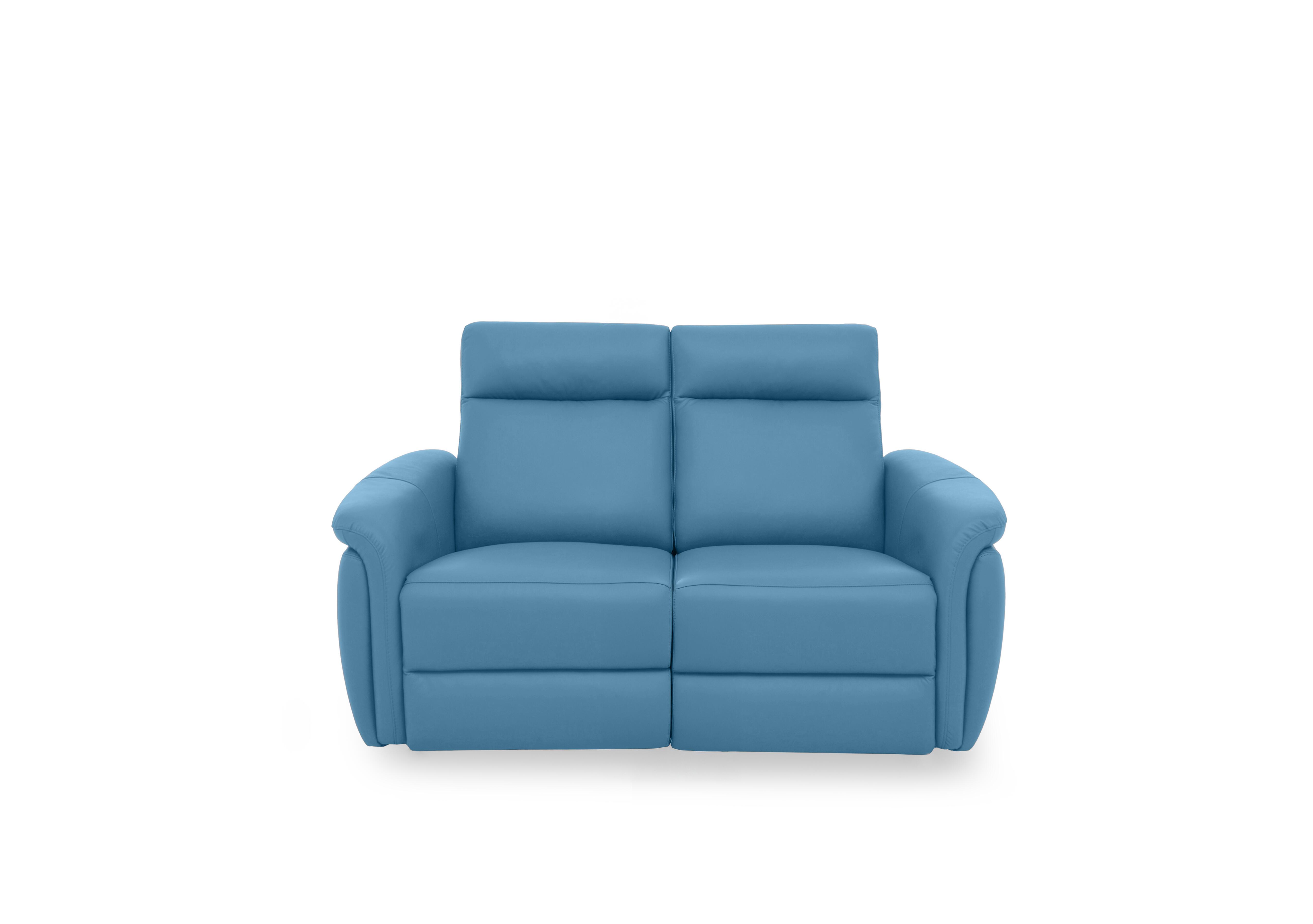 Dublin Leather 2 Seater Sofa in Blu Le-9312 on Furniture Village