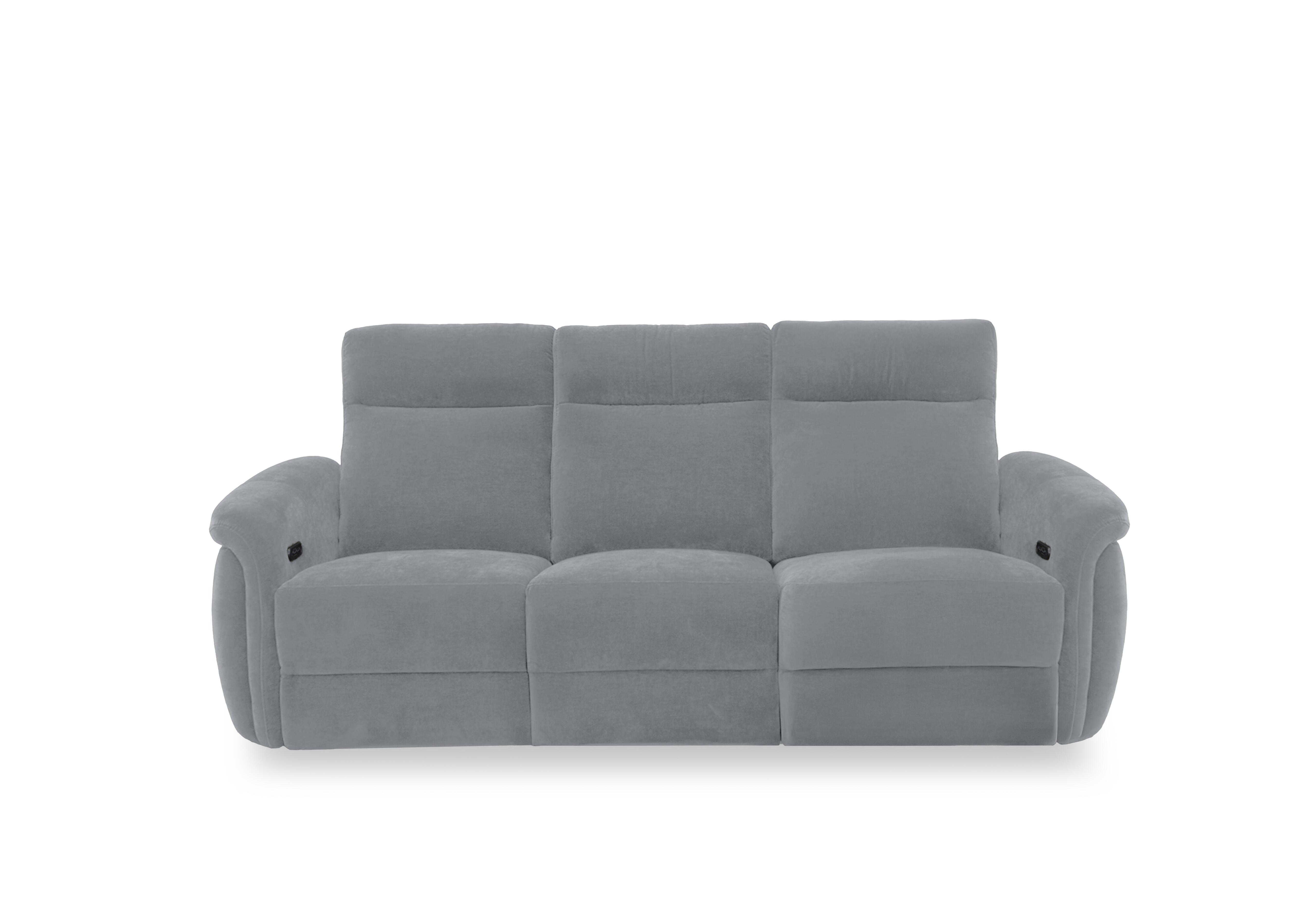 Dublin Fabric 3 Seater Power Recliner Sofa with Power Headrests in Nappe Velvet Grey Nv-0107 on Furniture Village