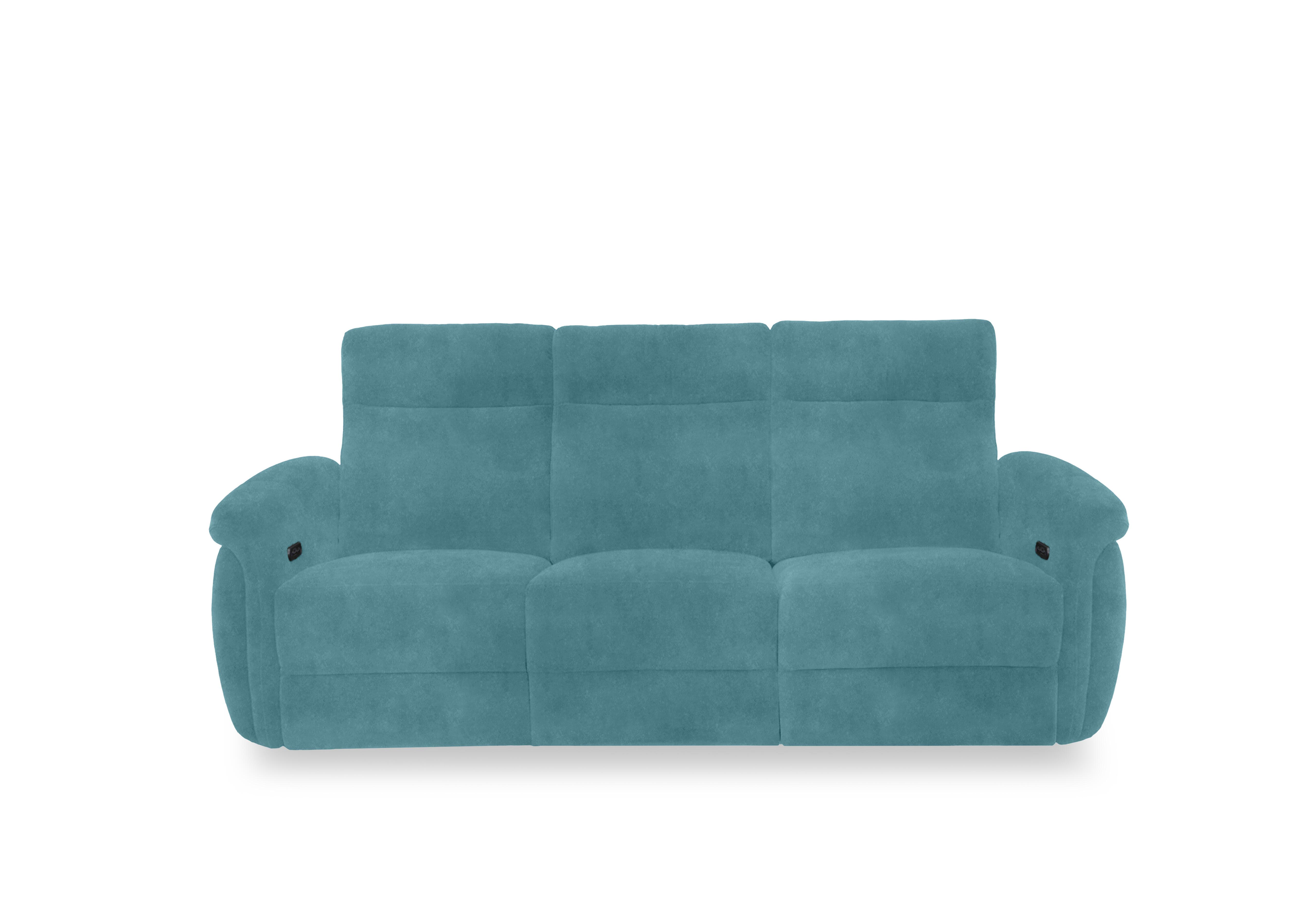 Dublin Fabric 3 Seater Power Recliner Sofa with Power Headrests in Velvet Blu Vv-0312 on Furniture Village
