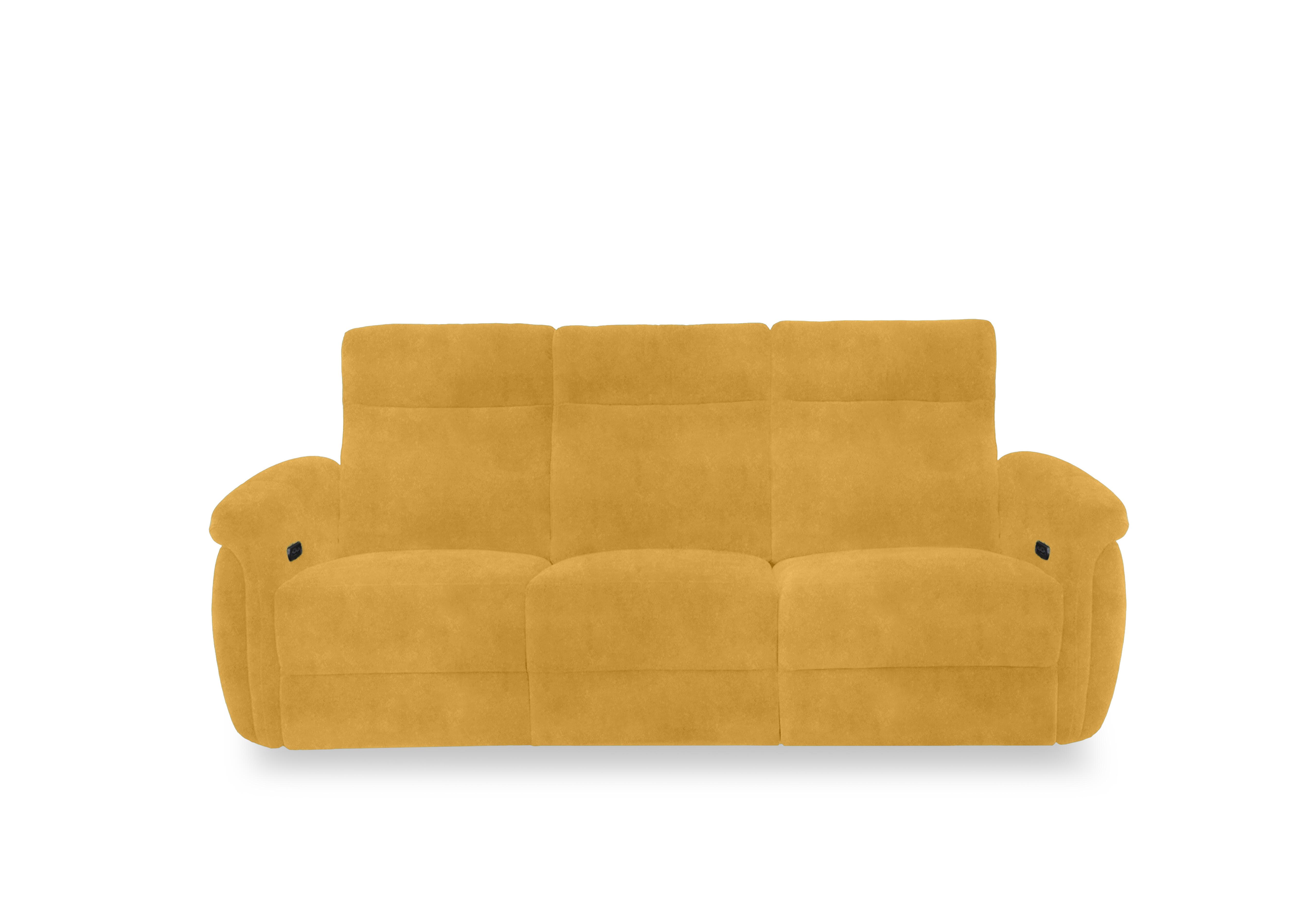Dublin Fabric 3 Seater Power Recliner Sofa with Power Headrests in Velvet Giallo Vv-0310 on Furniture Village