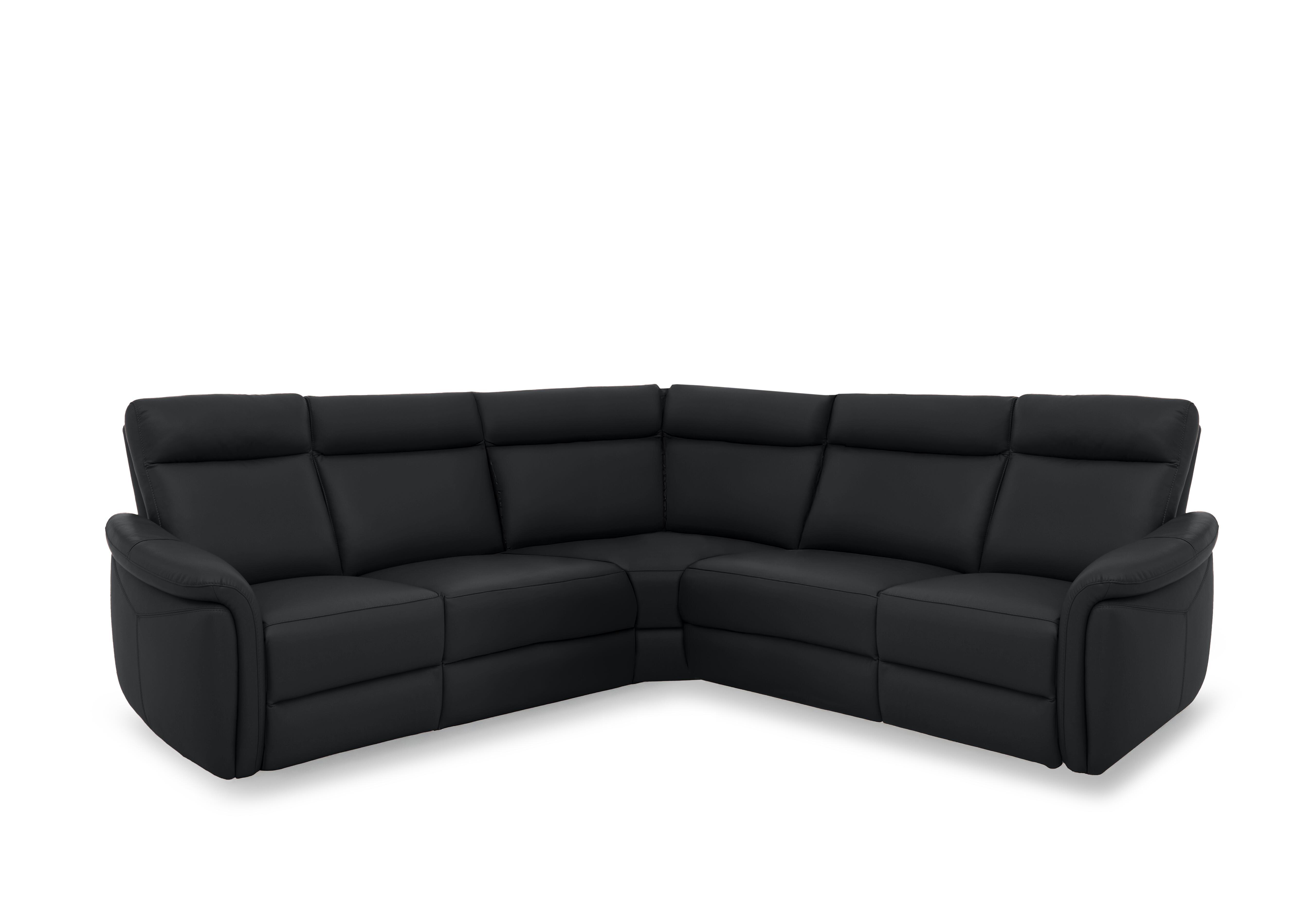 Dublin Leather Large Power Recliner Corner Sofa with Power Headrests in Natural Black Mica La4820 on Furniture Village