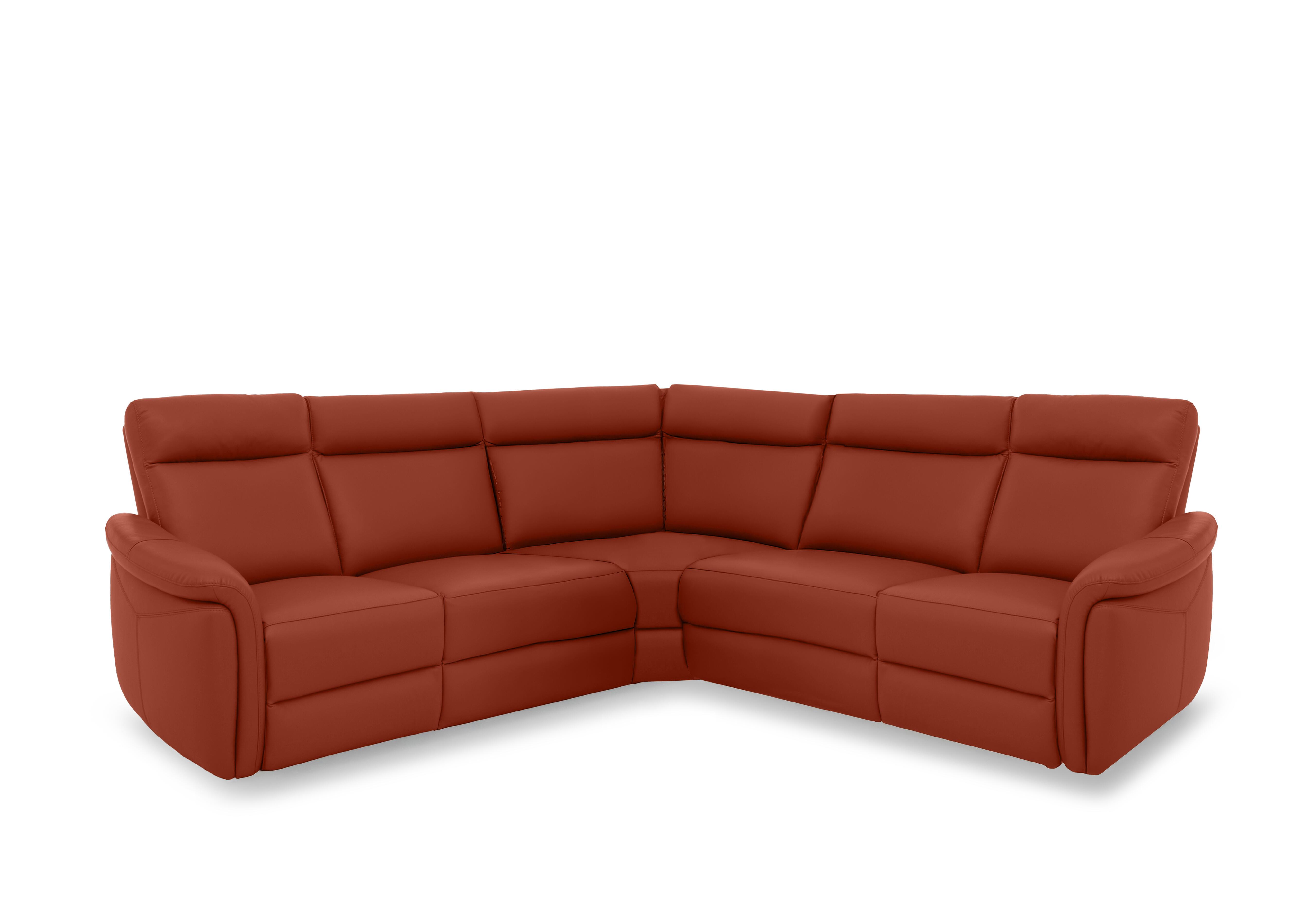 Dublin Leather Large Power Recliner Corner Sofa with Power Headrests in Red Maple Le-9326 on Furniture Village