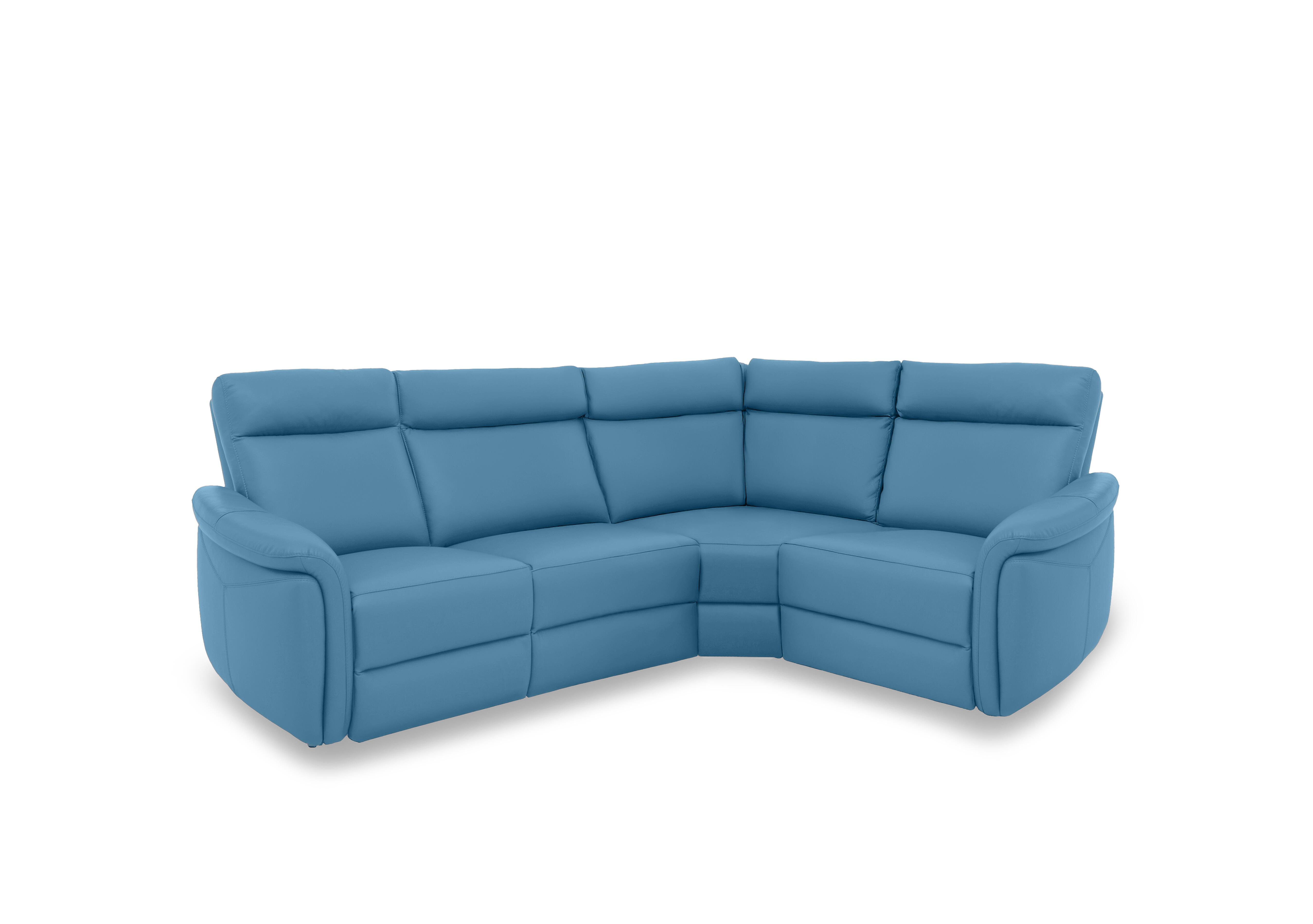 Dublin Leather Corner Sofa in Blu Le-9312 on Furniture Village