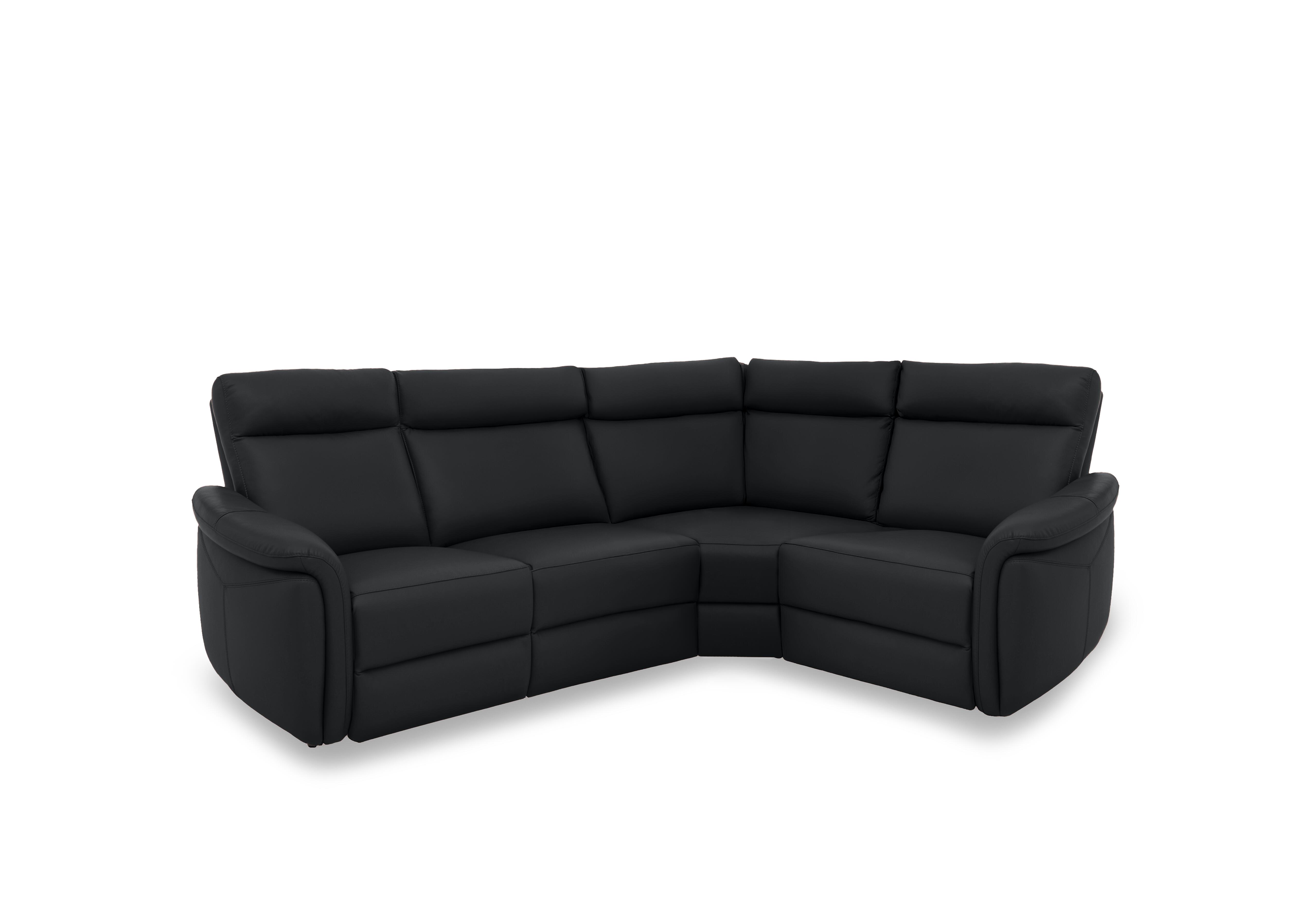 Dublin Leather Corner Sofa in Natural Black Mica La4820 on Furniture Village
