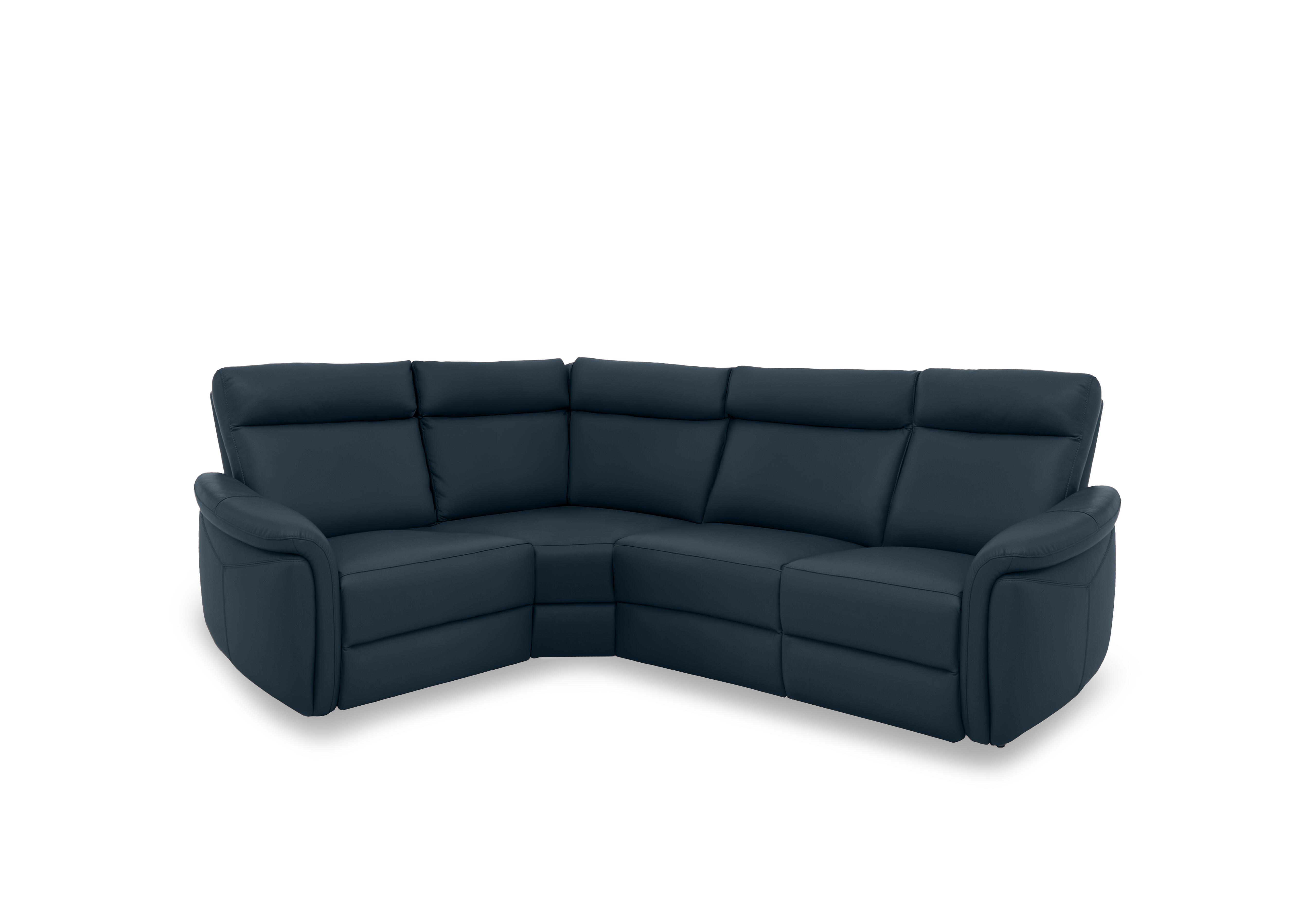 Dublin Leather Corner Sofa in Natural Milled Navy La-4828 on Furniture Village