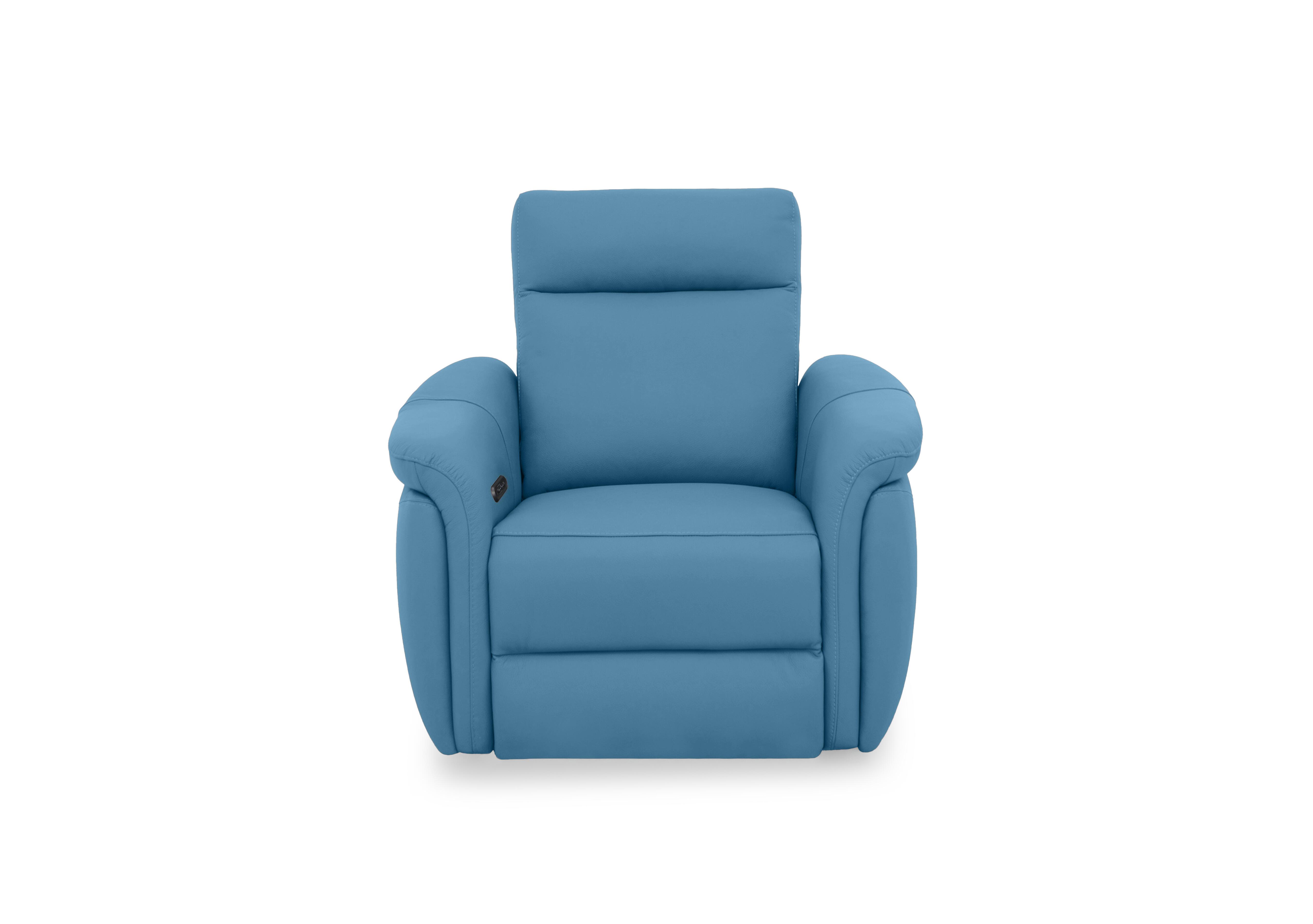 Dublin Leather Power Recliner Armchair with Power Headrest in Blu Le-9312 on Furniture Village