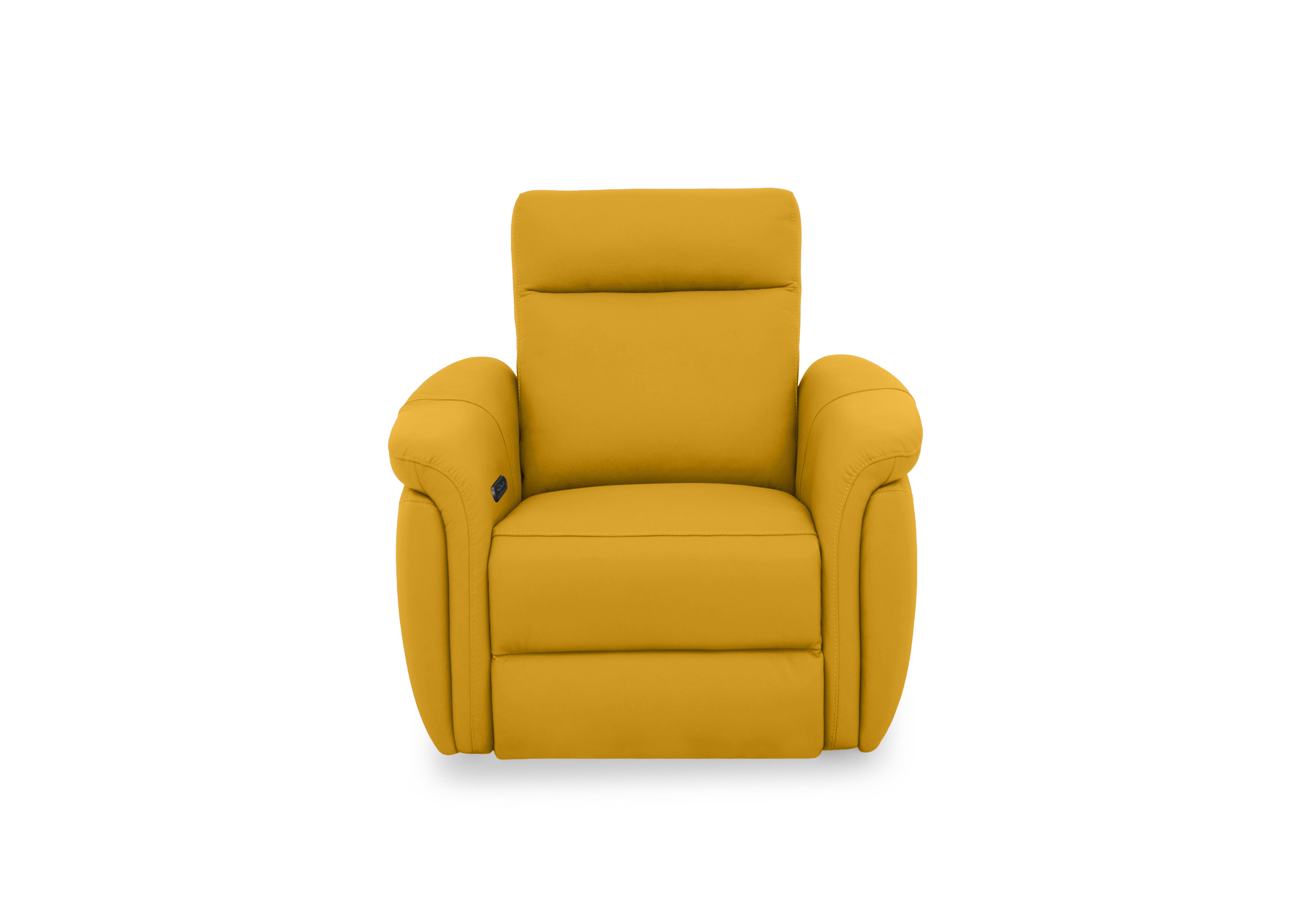 Dublin Leather Power Recliner Armchair with Power Headrest in Giallo Le-9310 on Furniture Village