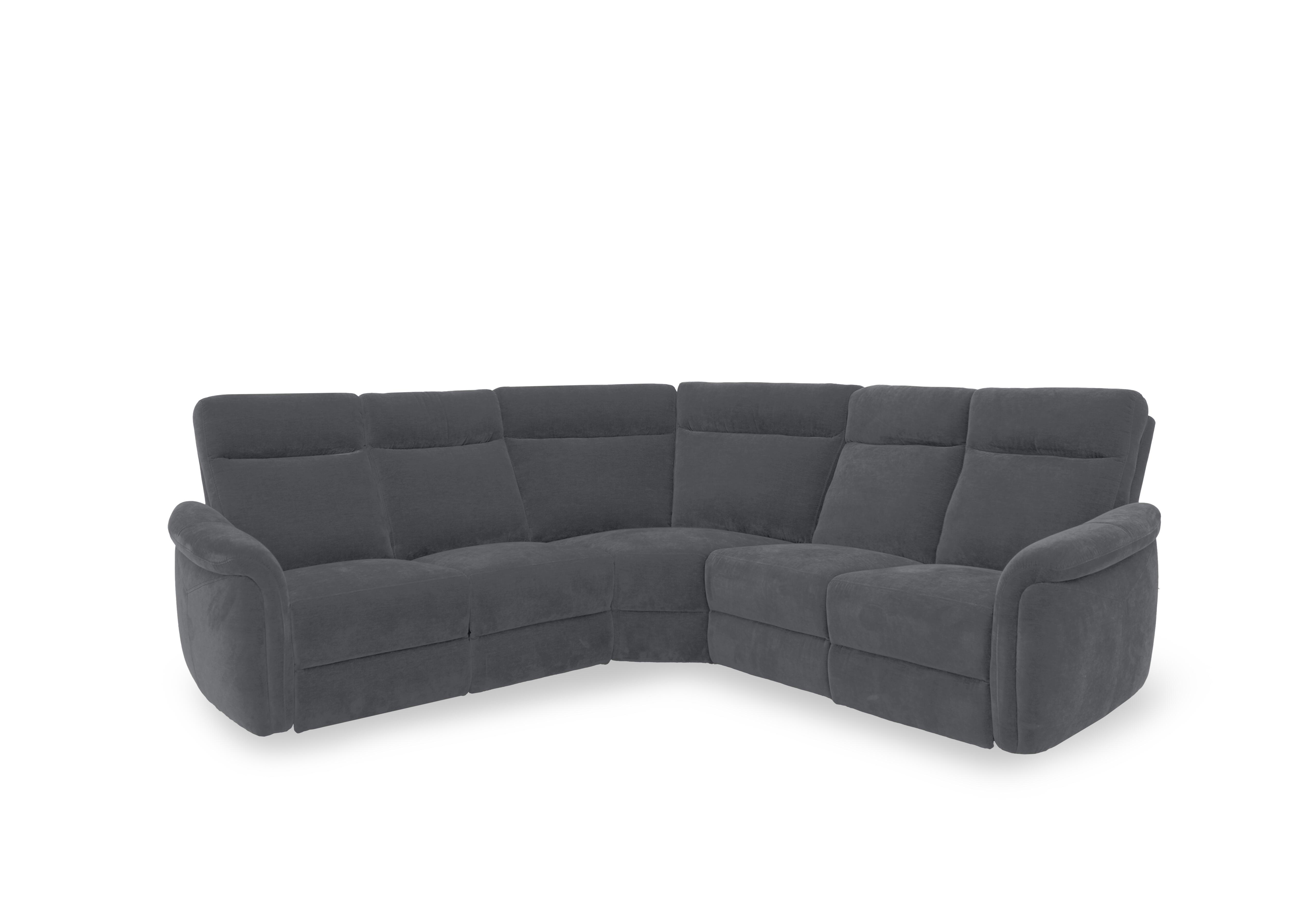 Dublin Fabric Large Power Recliner Corner Sofa with Power Headrests in Nappe Velvet Dark Grey Nv-0106 on Furniture Village