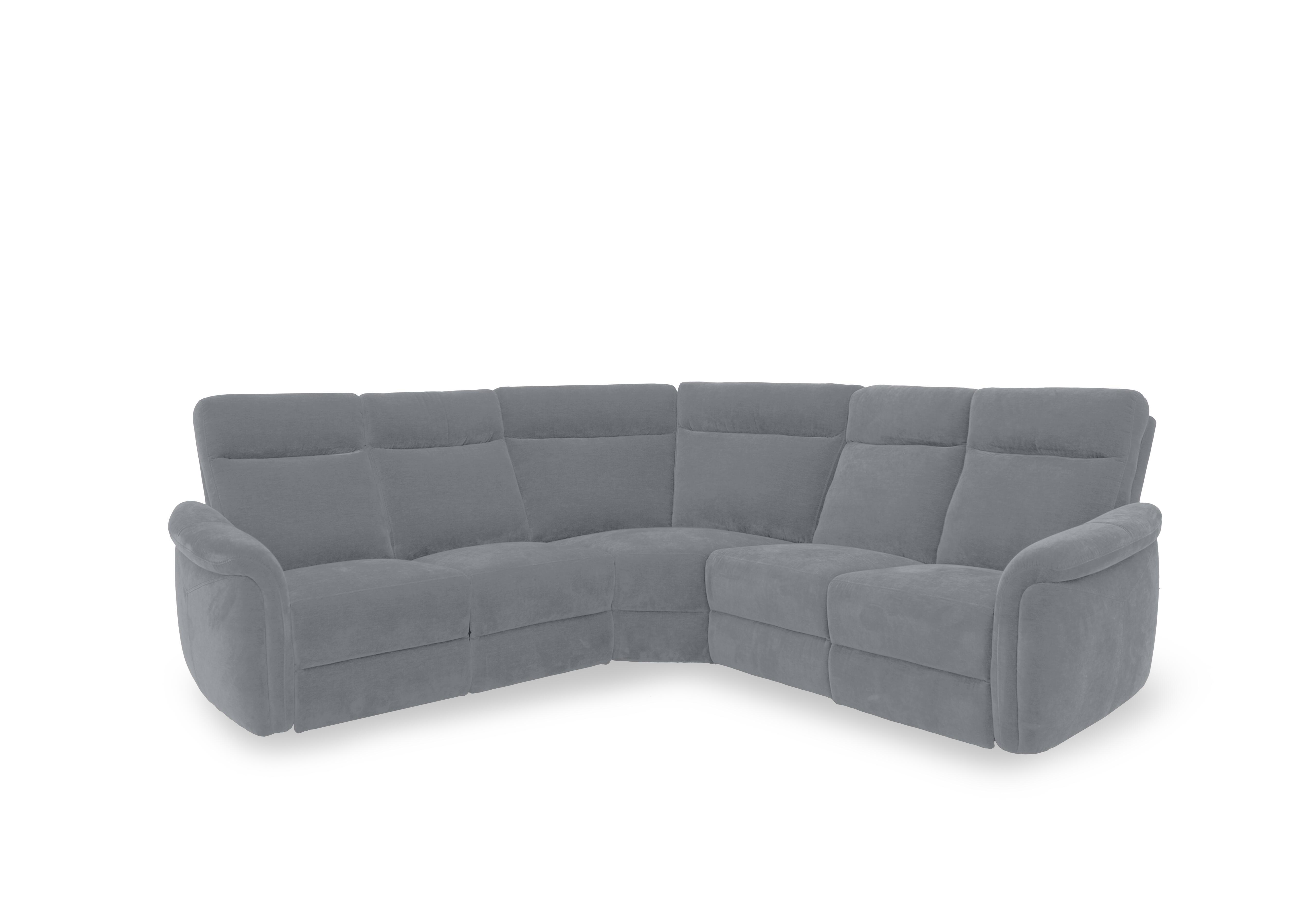 Dublin Fabric Large Power Recliner Corner Sofa with Power Headrests in Nappe Velvet Grey Nv-0107 on Furniture Village