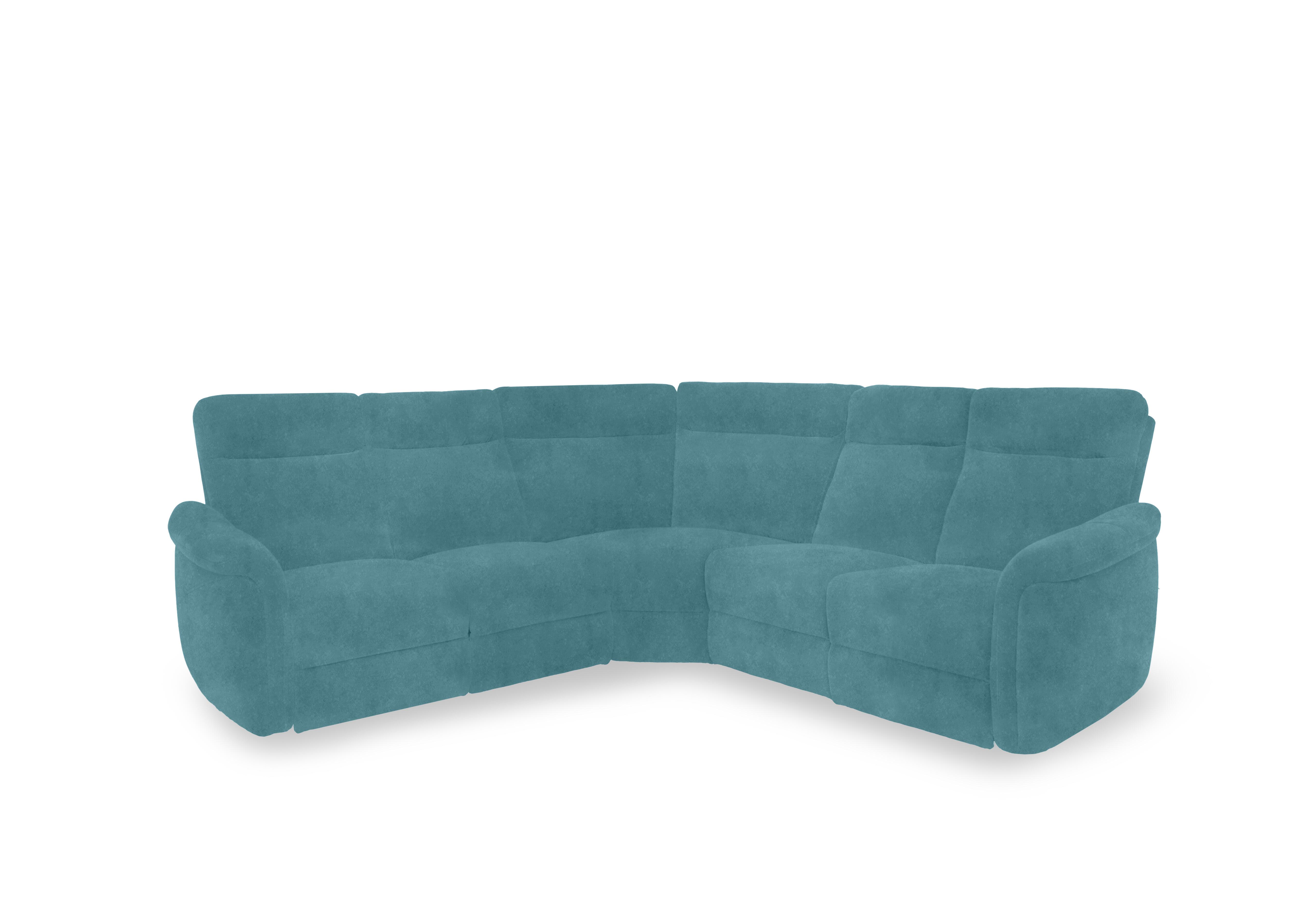 Dublin Fabric Large Power Recliner Corner Sofa with Power Headrests in Velvet Blu Vv-0312 on Furniture Village