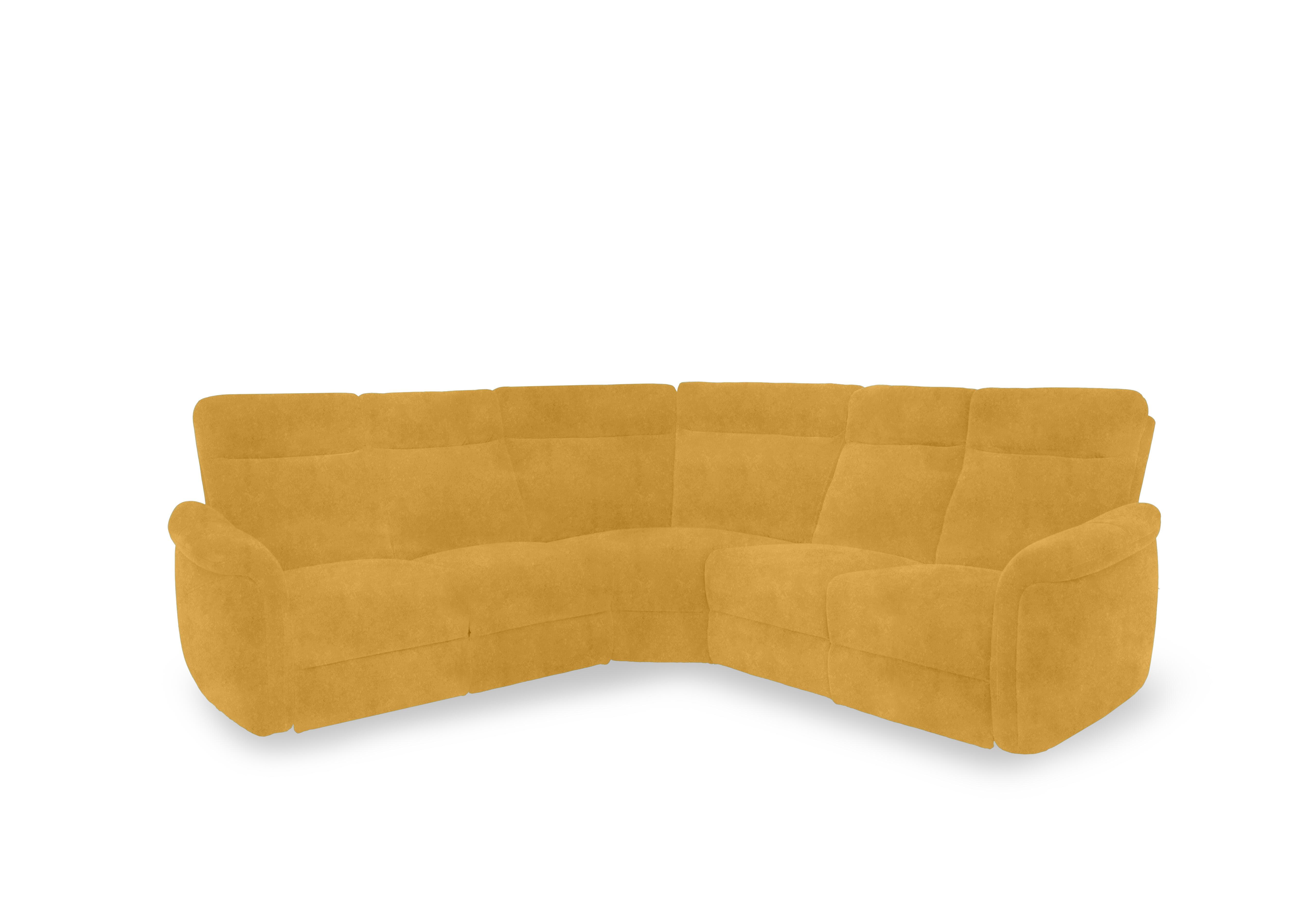 Dublin Fabric Large Power Recliner Corner Sofa with Power Headrests in Velvet Giallo Vv-0310 on Furniture Village