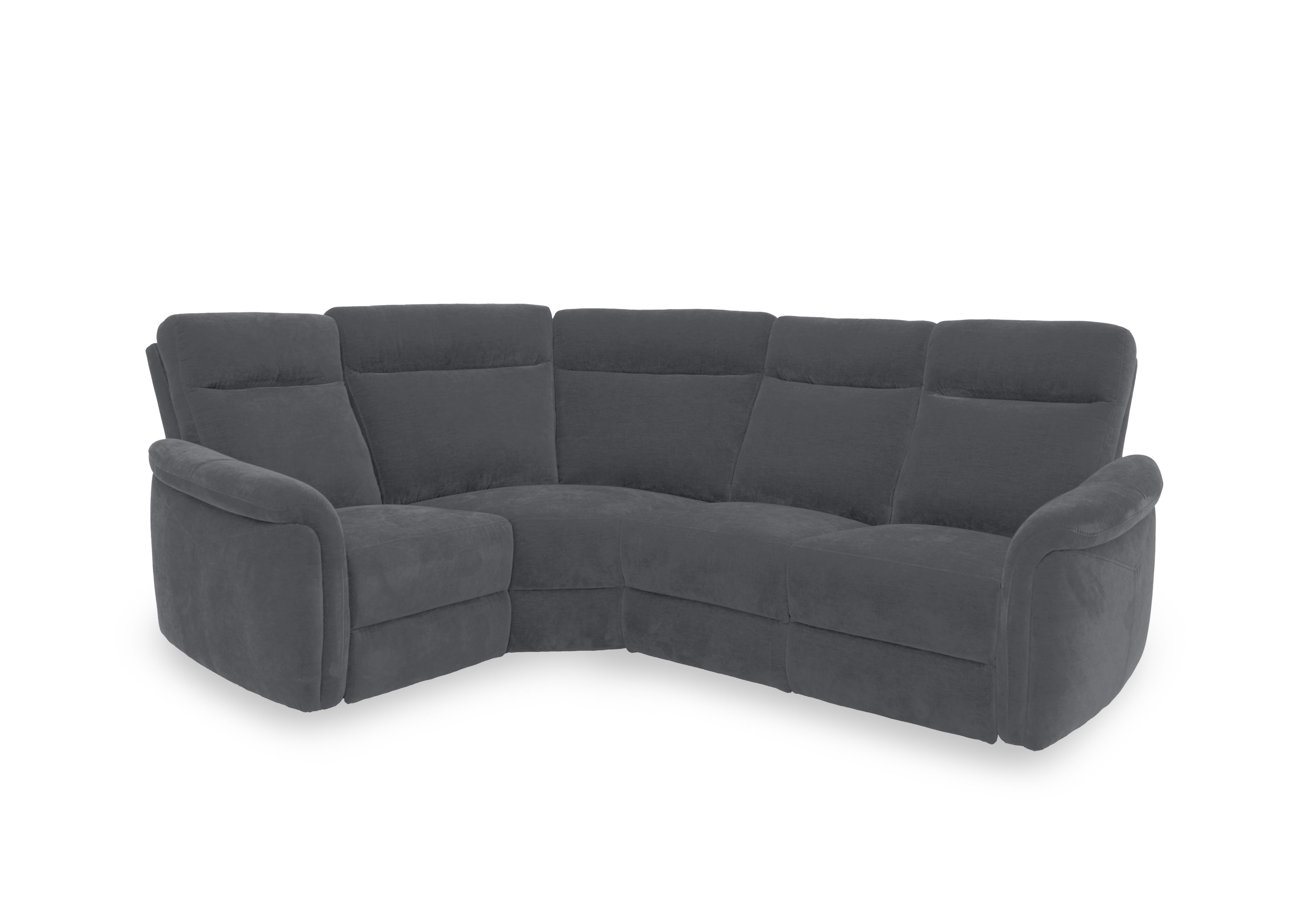 Dublin Fabric Power Recliner Corner Sofa with Power Headrests in Nappe Velvet Dark Grey Nv-0106 on Furniture Village