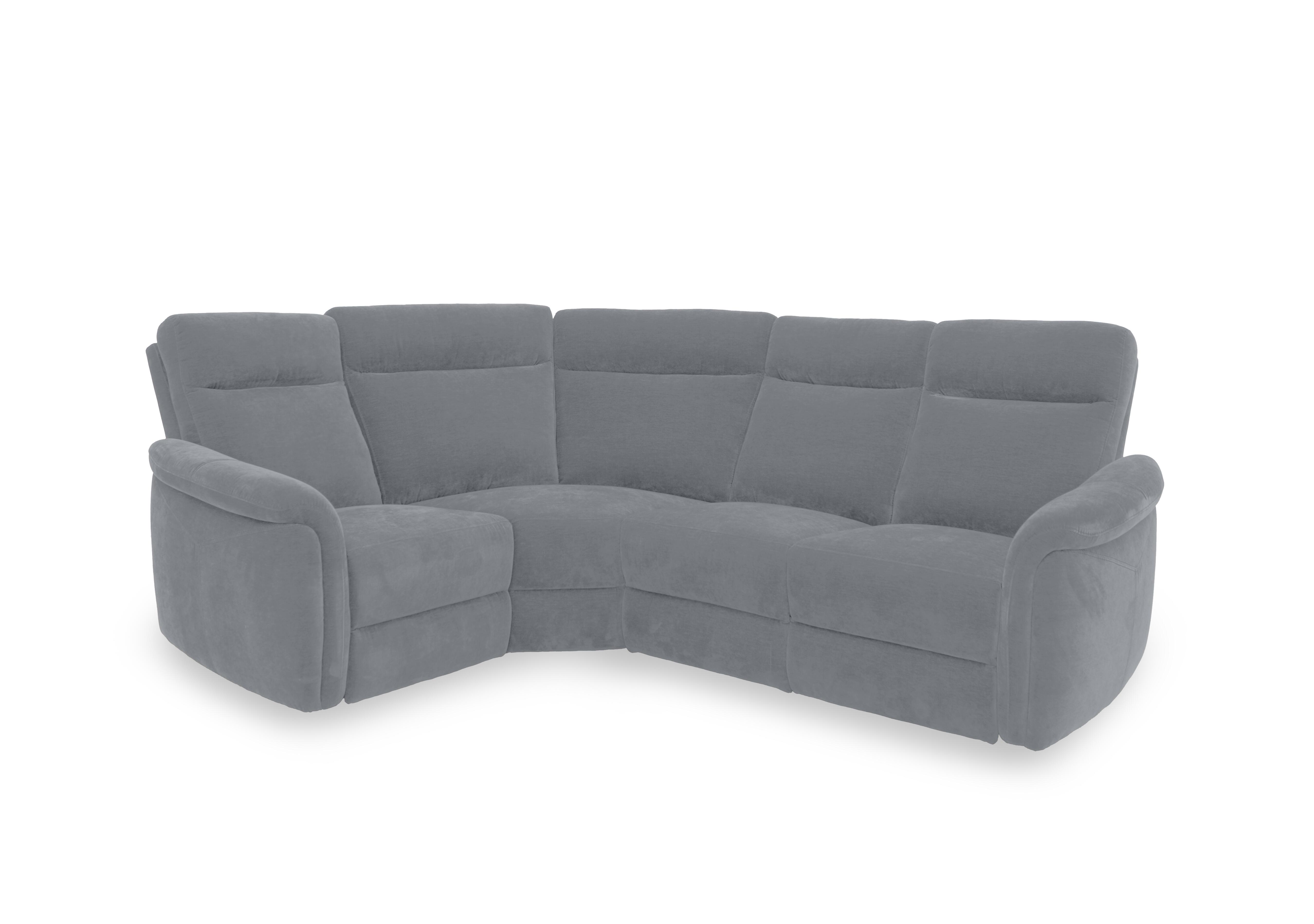 Dublin Fabric Power Recliner Corner Sofa with Power Headrests in Nappe Velvet Grey Nv-0107 on Furniture Village