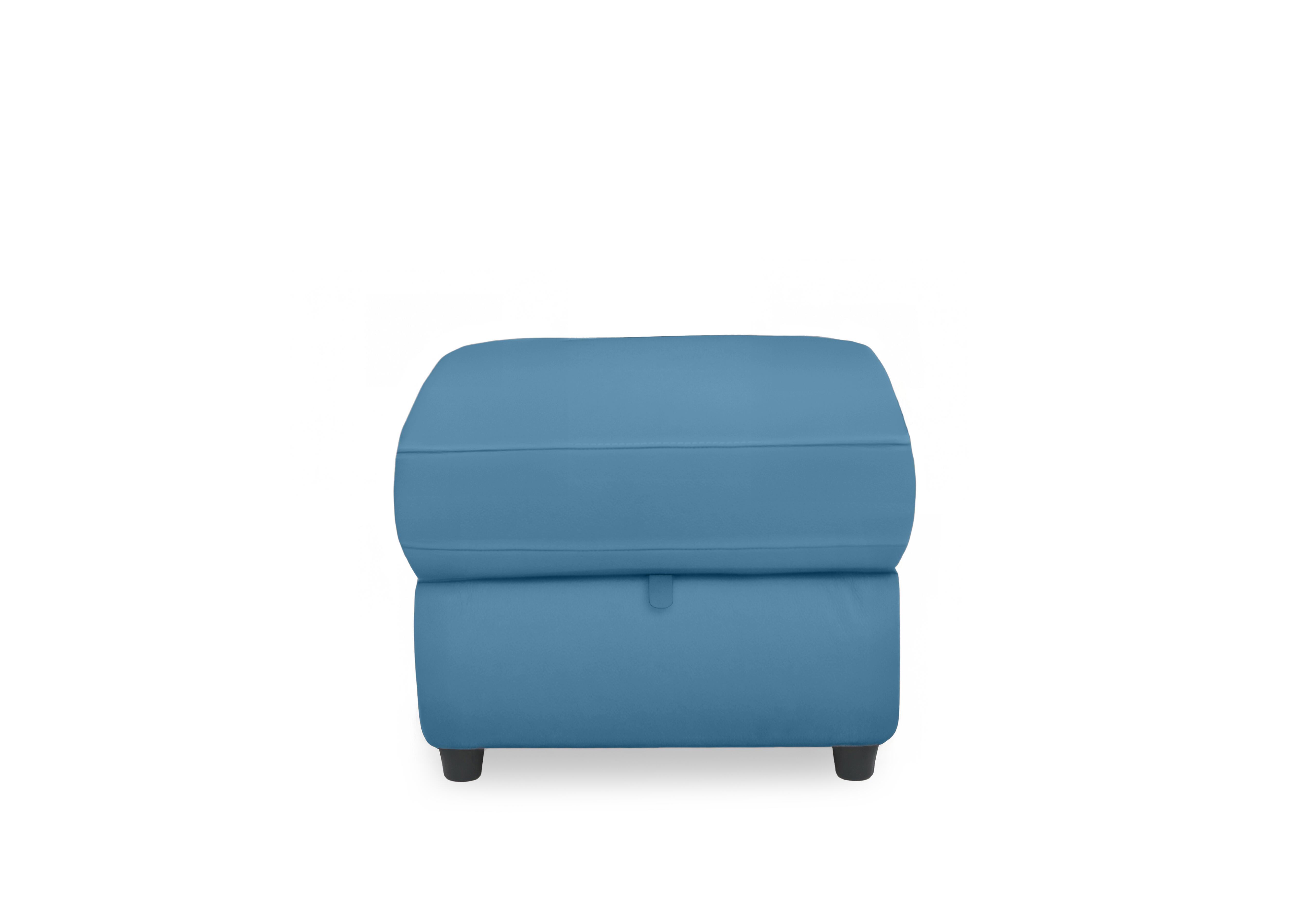 Dublin Leather Storage Footstool in Blu Le-9312 on Furniture Village