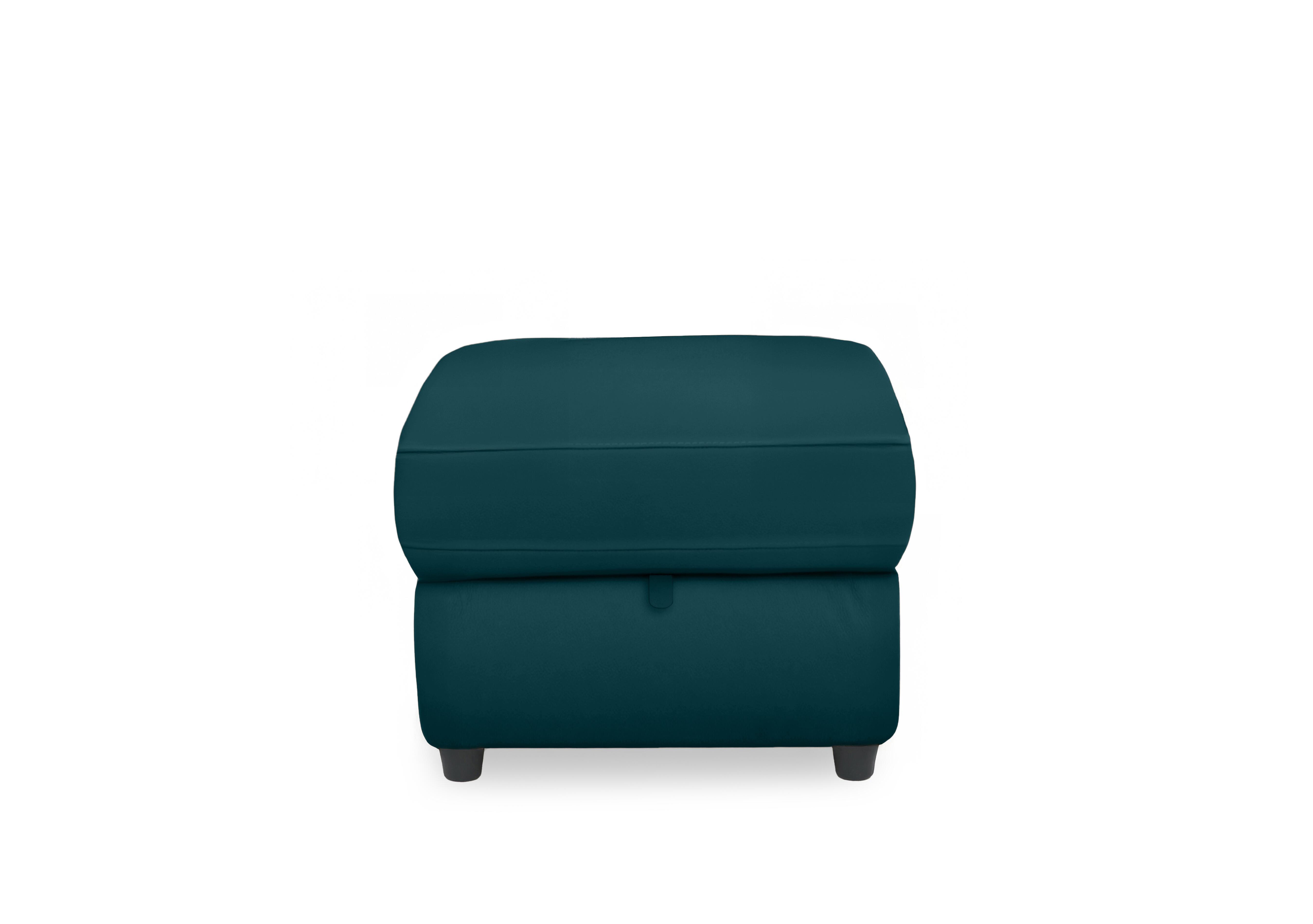 Dublin Leather Storage Footstool in Midnight Jade Matte Le-9324 on Furniture Village