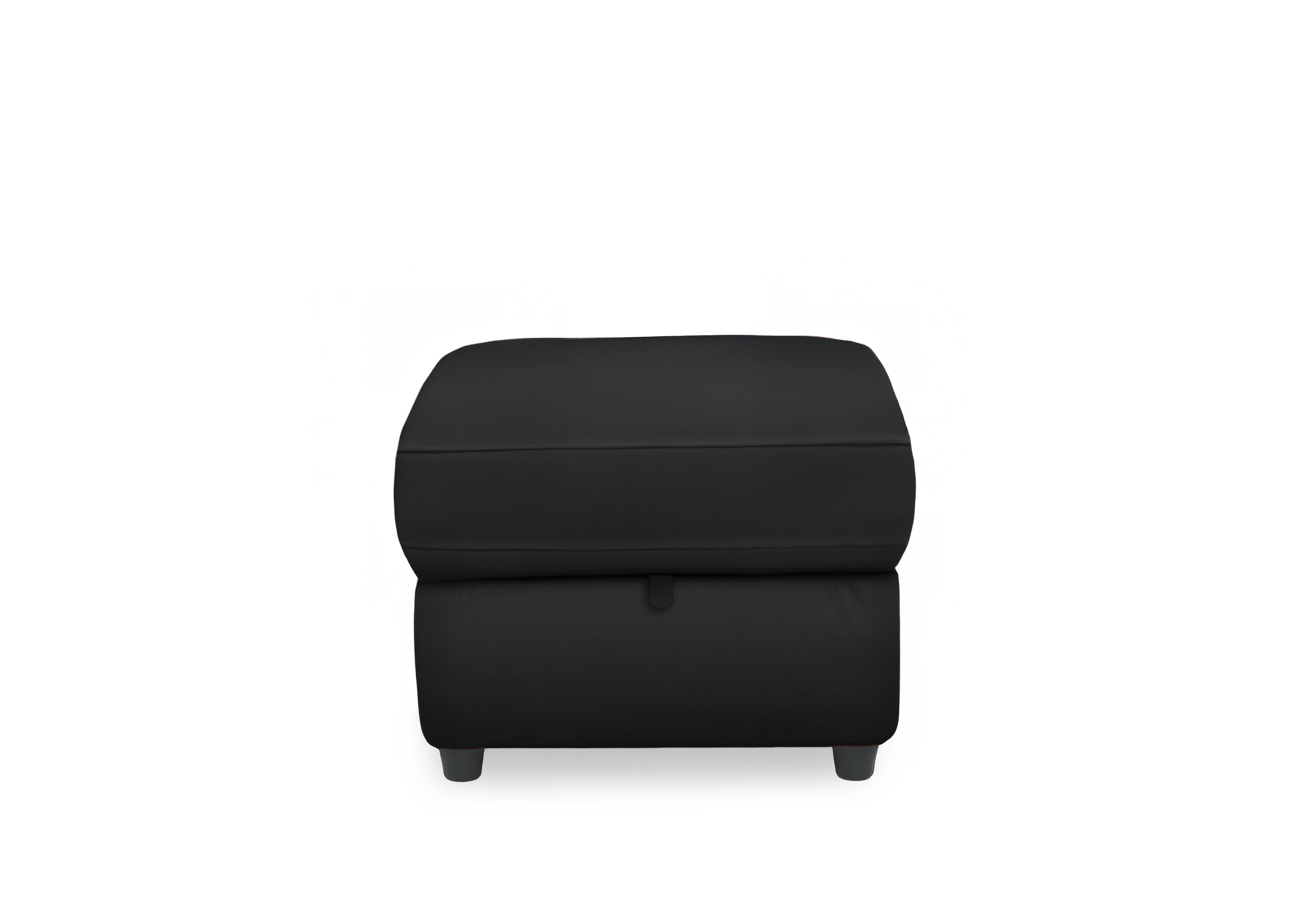 Dublin Leather Storage Footstool in Natural Black Mica La4820 on Furniture Village