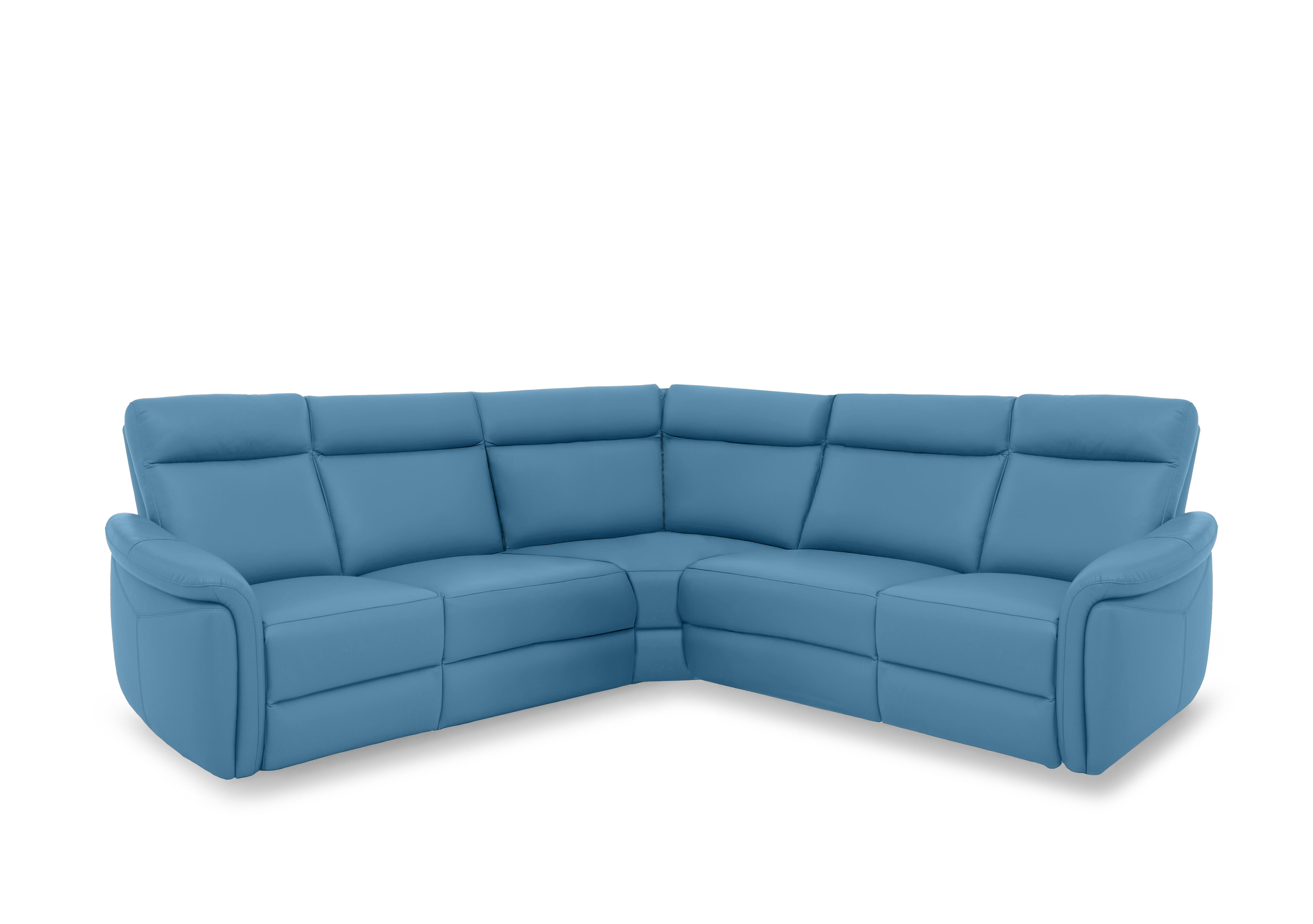 Dublin Leather Large Corner Sofa in Blu Le-9312 on Furniture Village