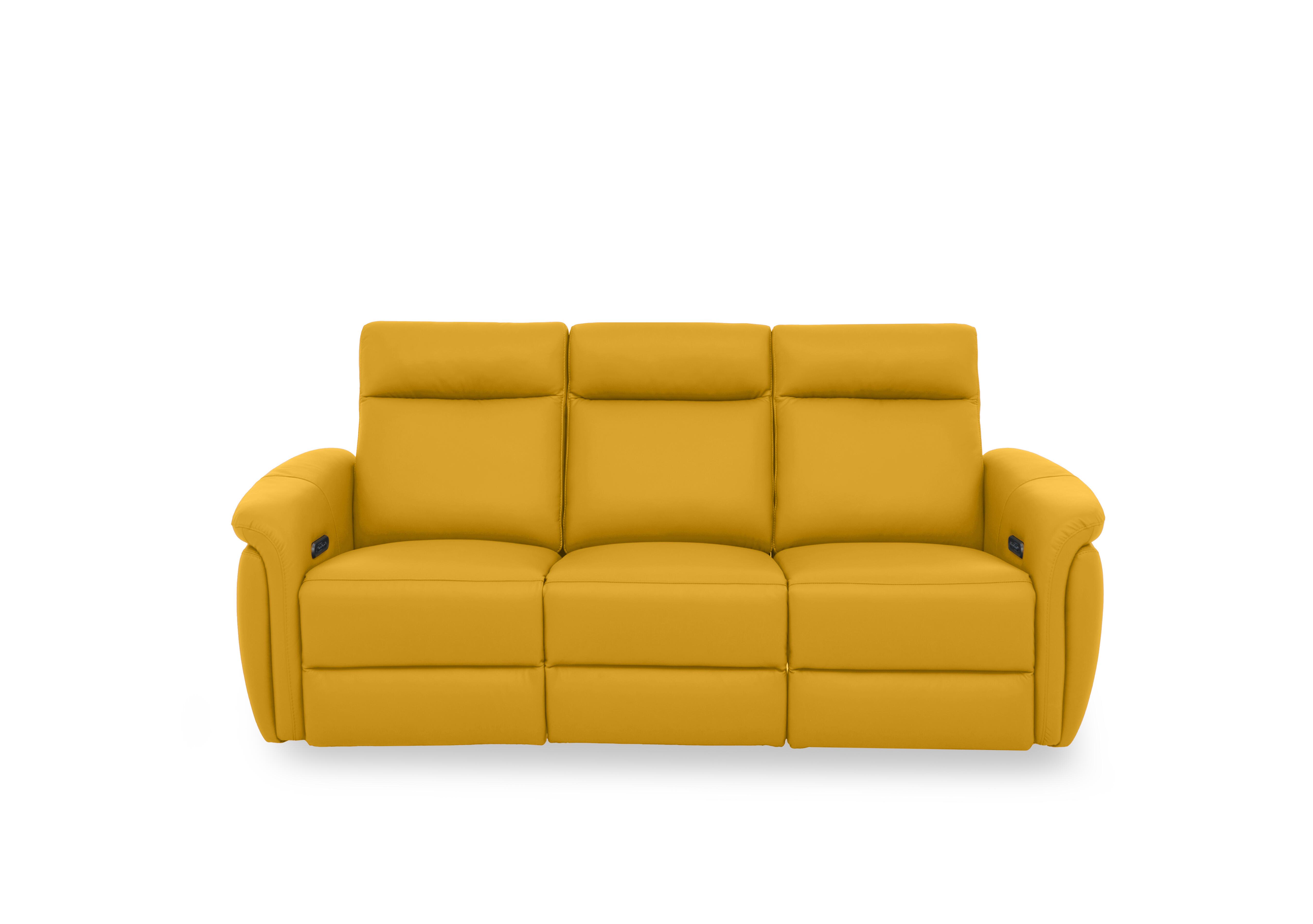 Dublin Leather 3 Seater Power Recliner Sofa with Power Headrests in Giallo Le-9310 on Furniture Village