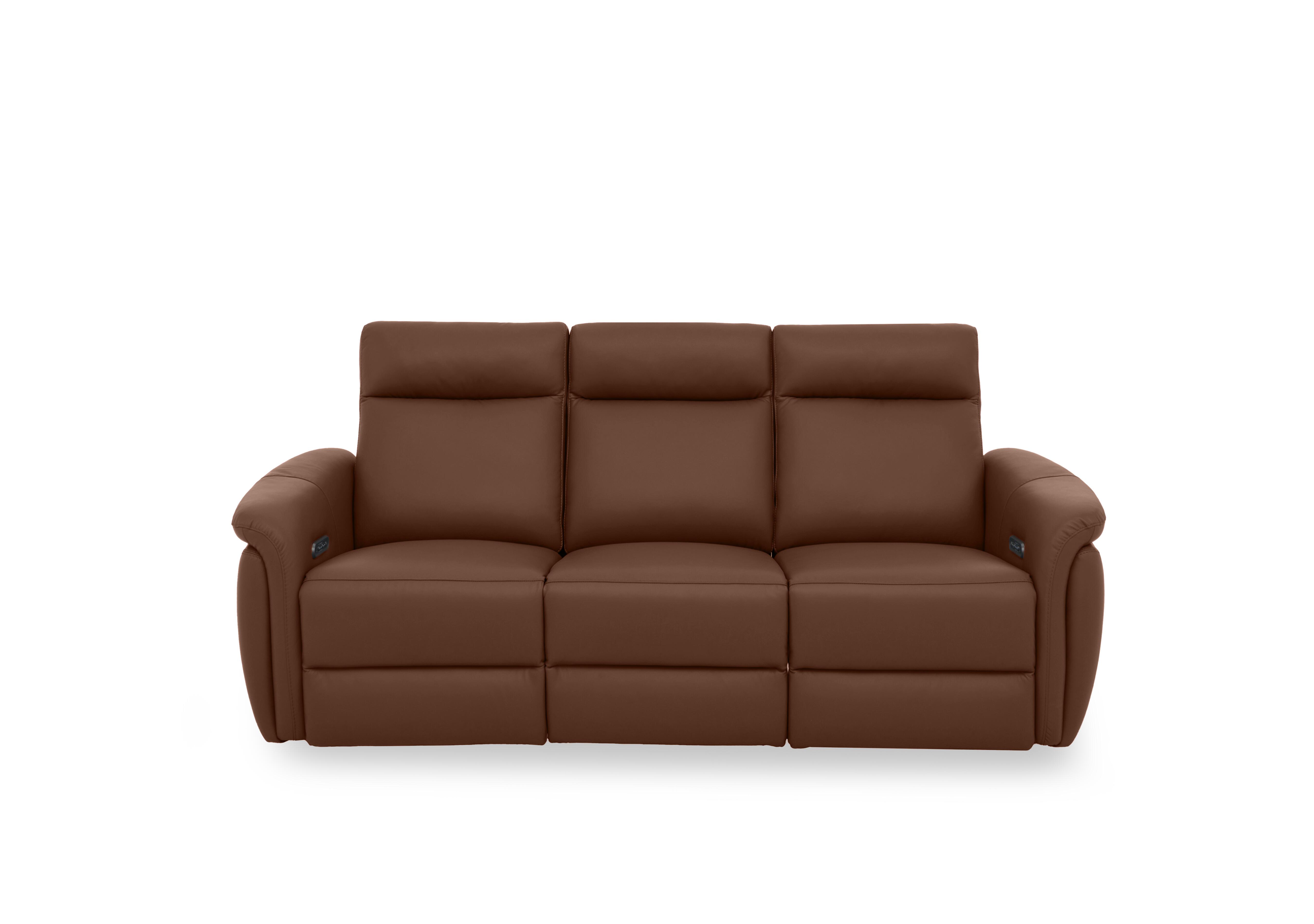 Dublin Leather 3 Seater Power Recliner Sofa with Power Headrests in Roast Lx-6414 on Furniture Village