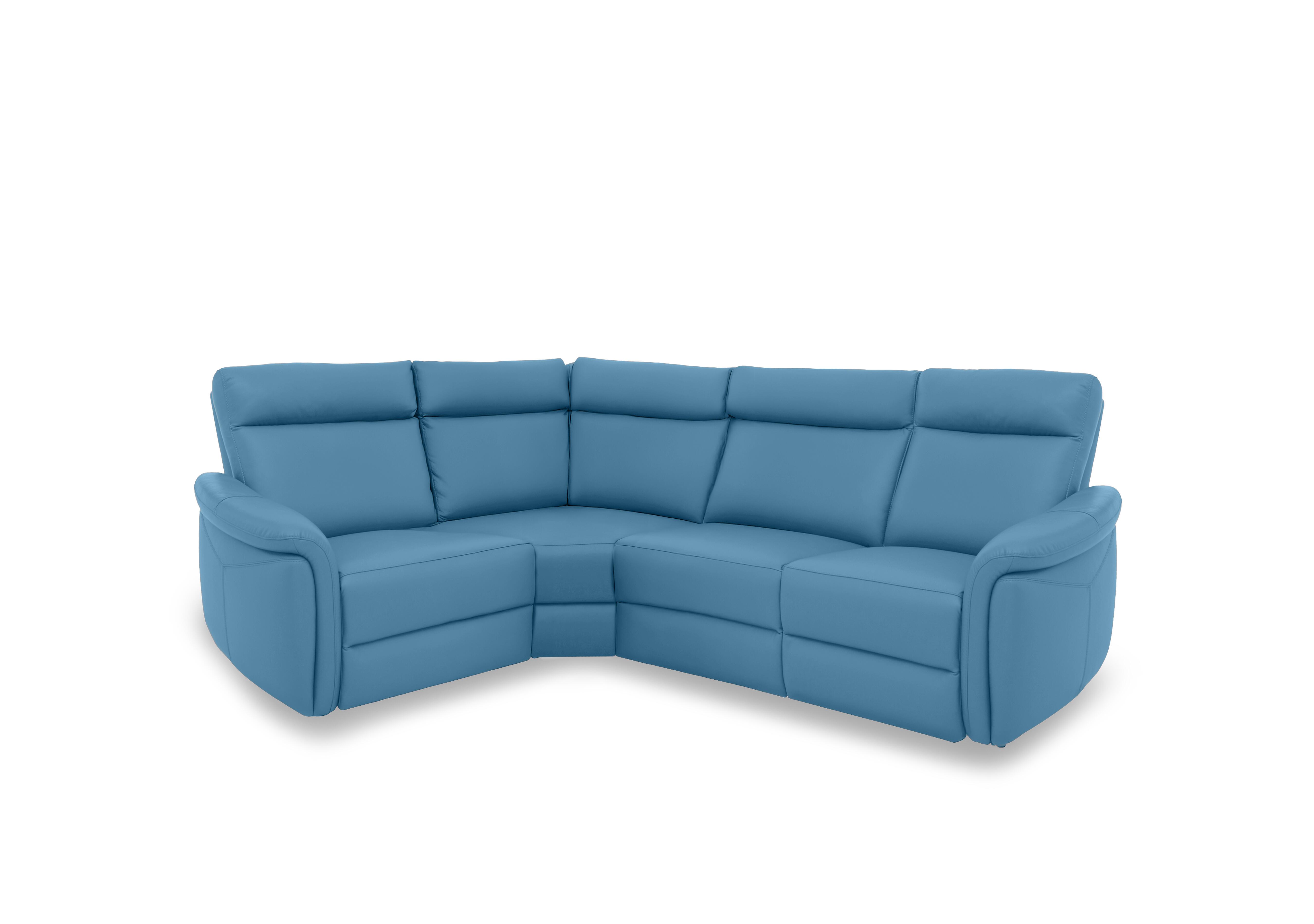 Dublin Leather Power Recliner Corner Sofa with Power Headrests in Blu Le-9312 on Furniture Village