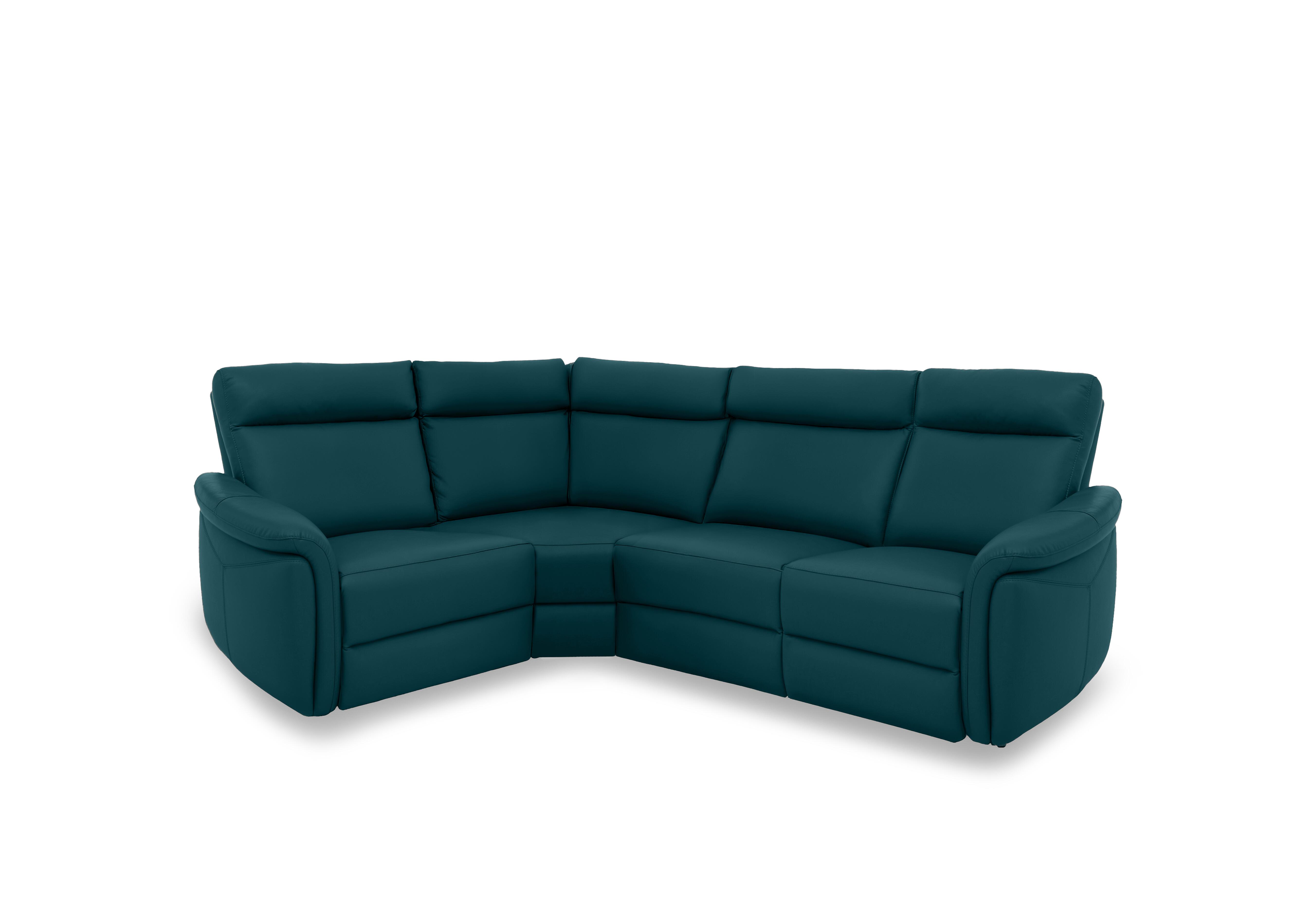 Dublin Leather Power Recliner Corner Sofa with Power Headrests in Midnight Jade Matte Le-9324 on Furniture Village