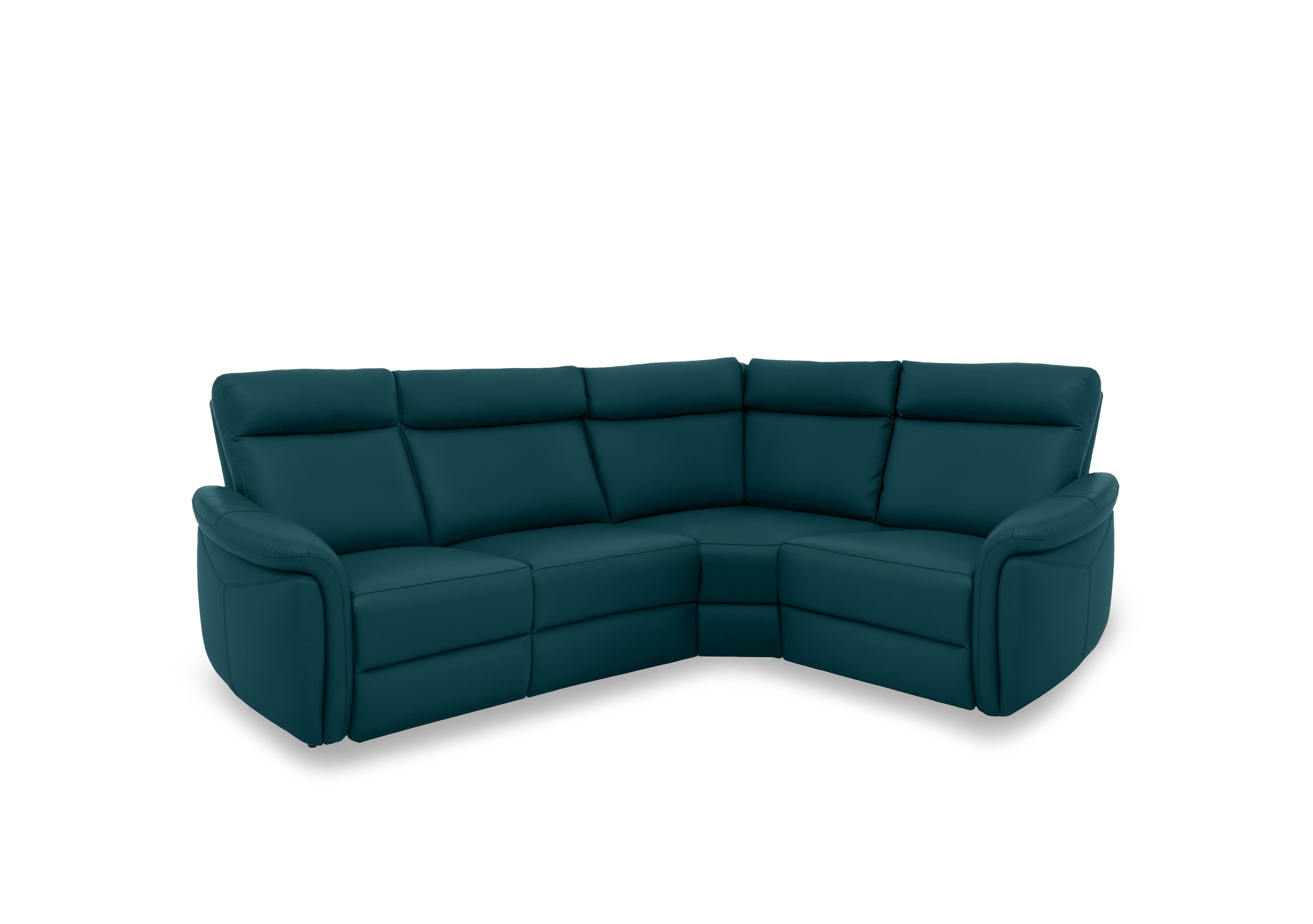 Dublin Leather Power Recliner Corner Sofa with Power Headrests in Midnight Jade Matte Le-9324 on Furniture Village