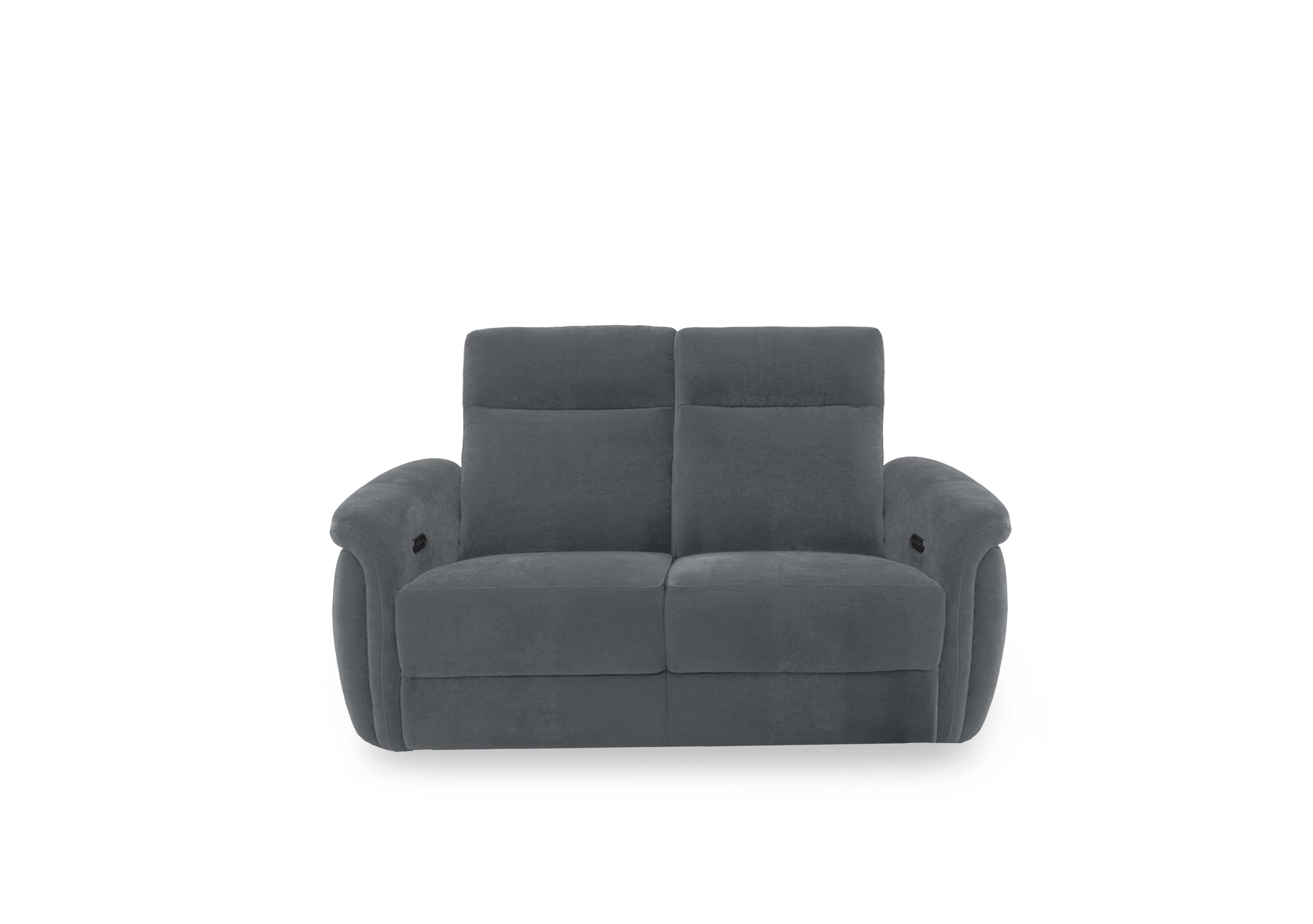 Dublin Fabric 2 Seater Power Recliner Sofa with Power Headrests in Nappe Velvet Dark Grey Nv-0106 on Furniture Village