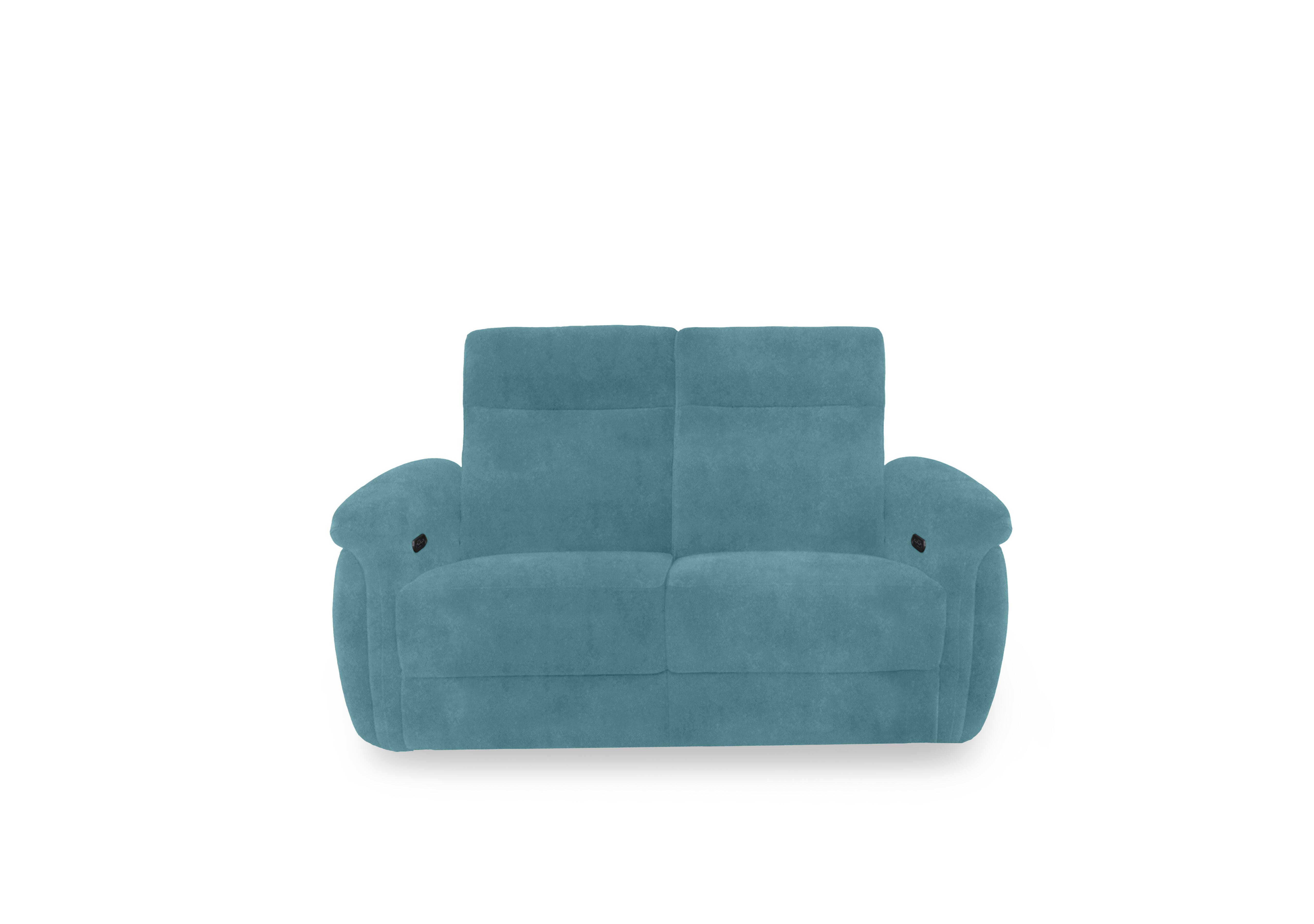 Dublin Fabric 2 Seater Power Recliner Sofa with Power Headrests in Velvet Blu Vv-0312 on Furniture Village