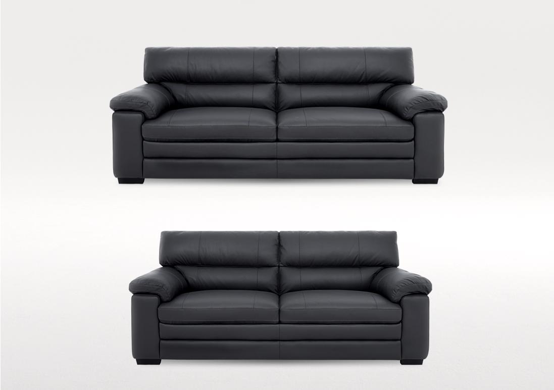 Cozee 3 Seater Leather Sofa and 2 Seater Leather Sofa Set in Nw-517e Shale Grey on Furniture Village