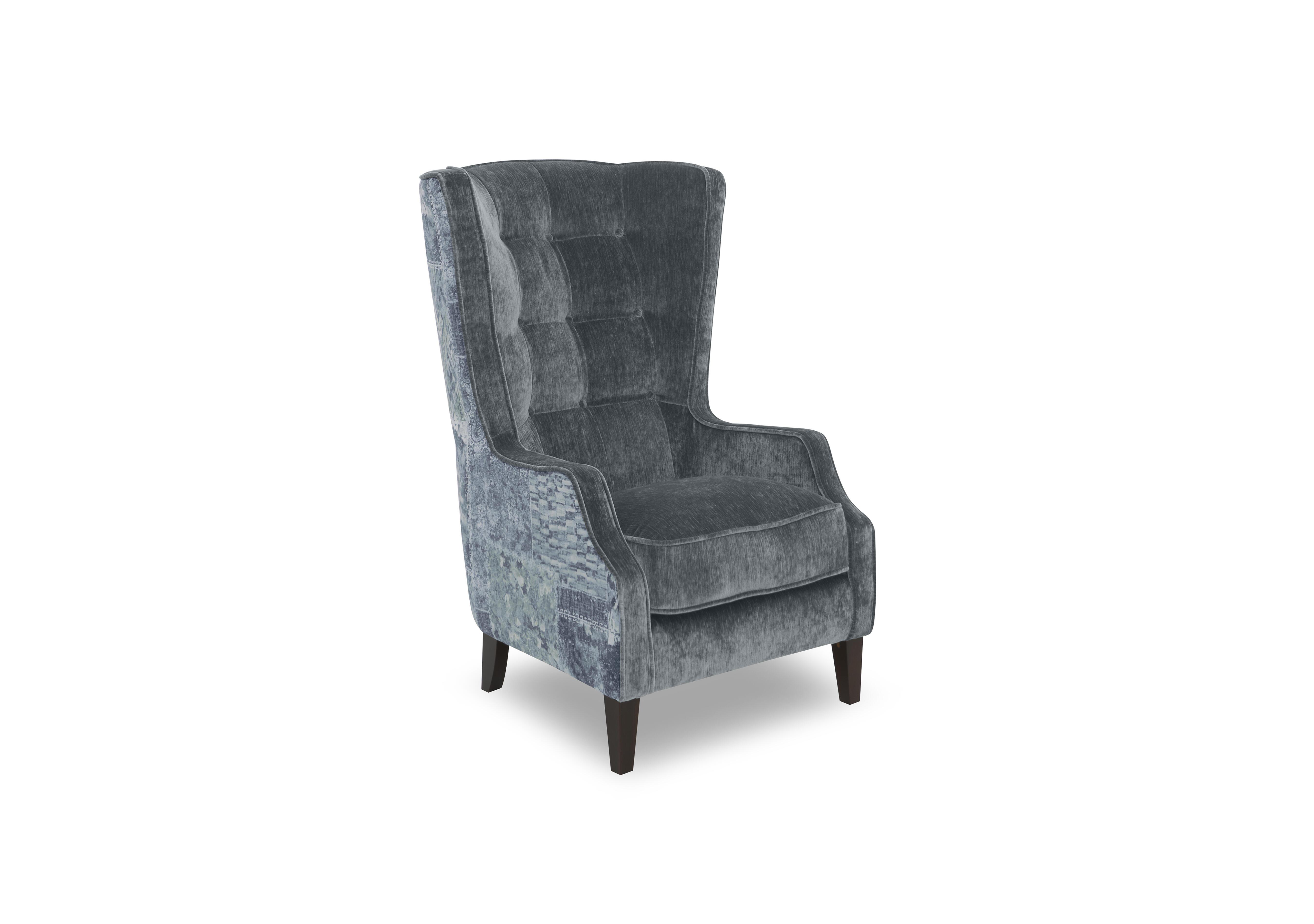 Garland Patterned Accent Chair in Cali Dolp Grey-Avi Steel Dw Ft on Furniture Village
