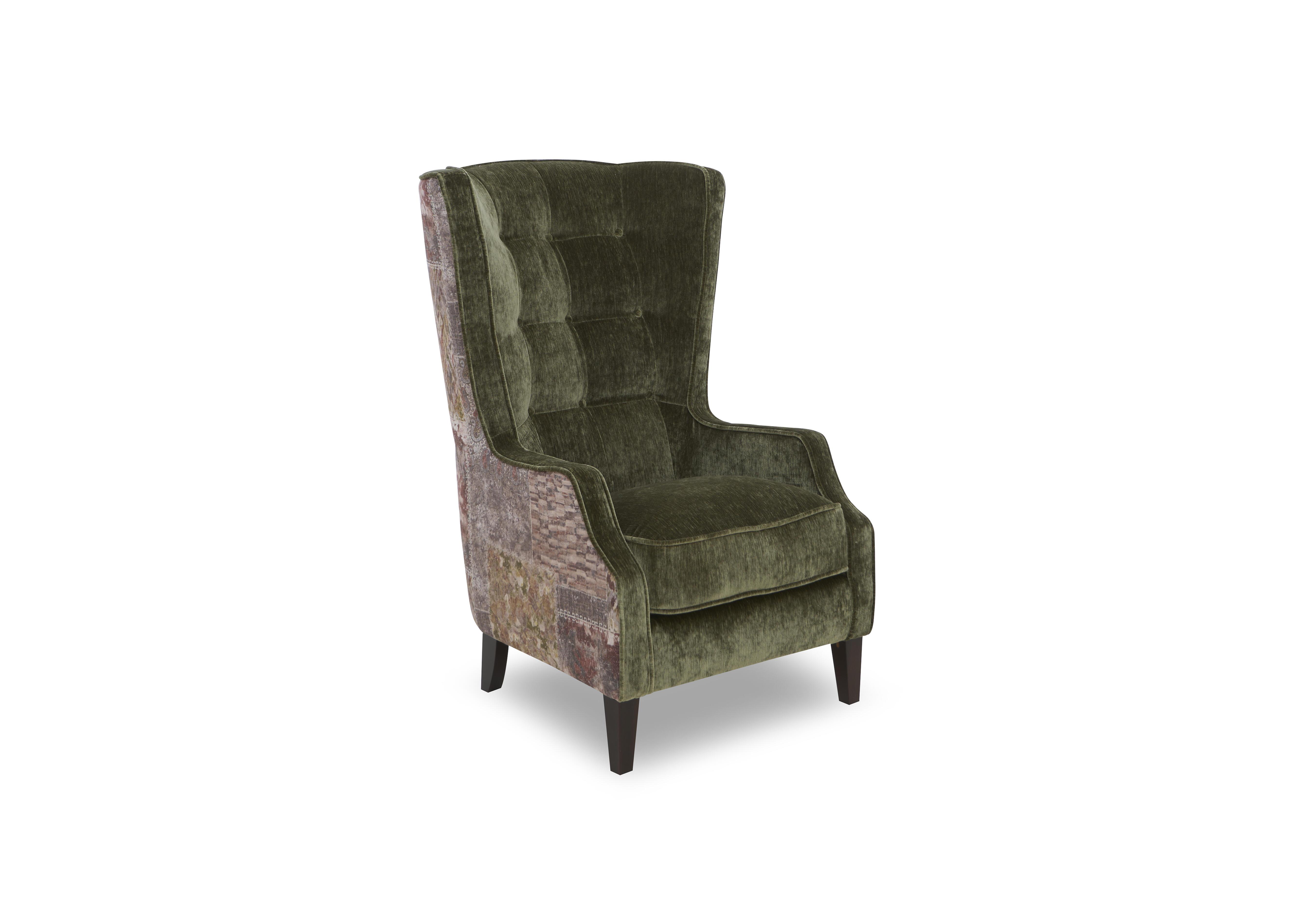 Oh So Glam Garland Patterned Accent Chair in Cali Olive-Avi Heritage Dw Ft on Furniture Village