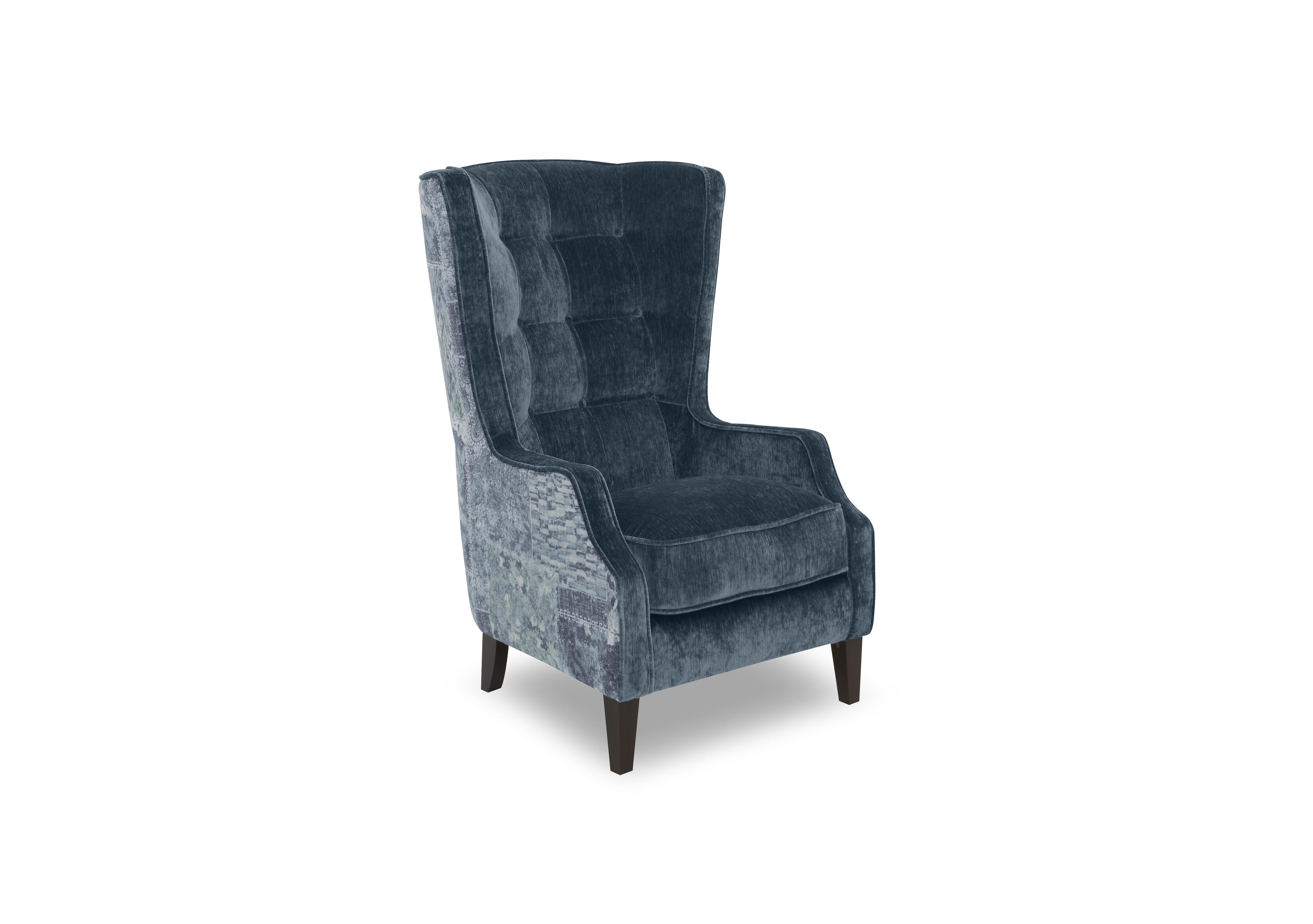 Garland Patterned Accent Chair in Cali Stl Blue-Avi Steel Dw Ft on Furniture Village