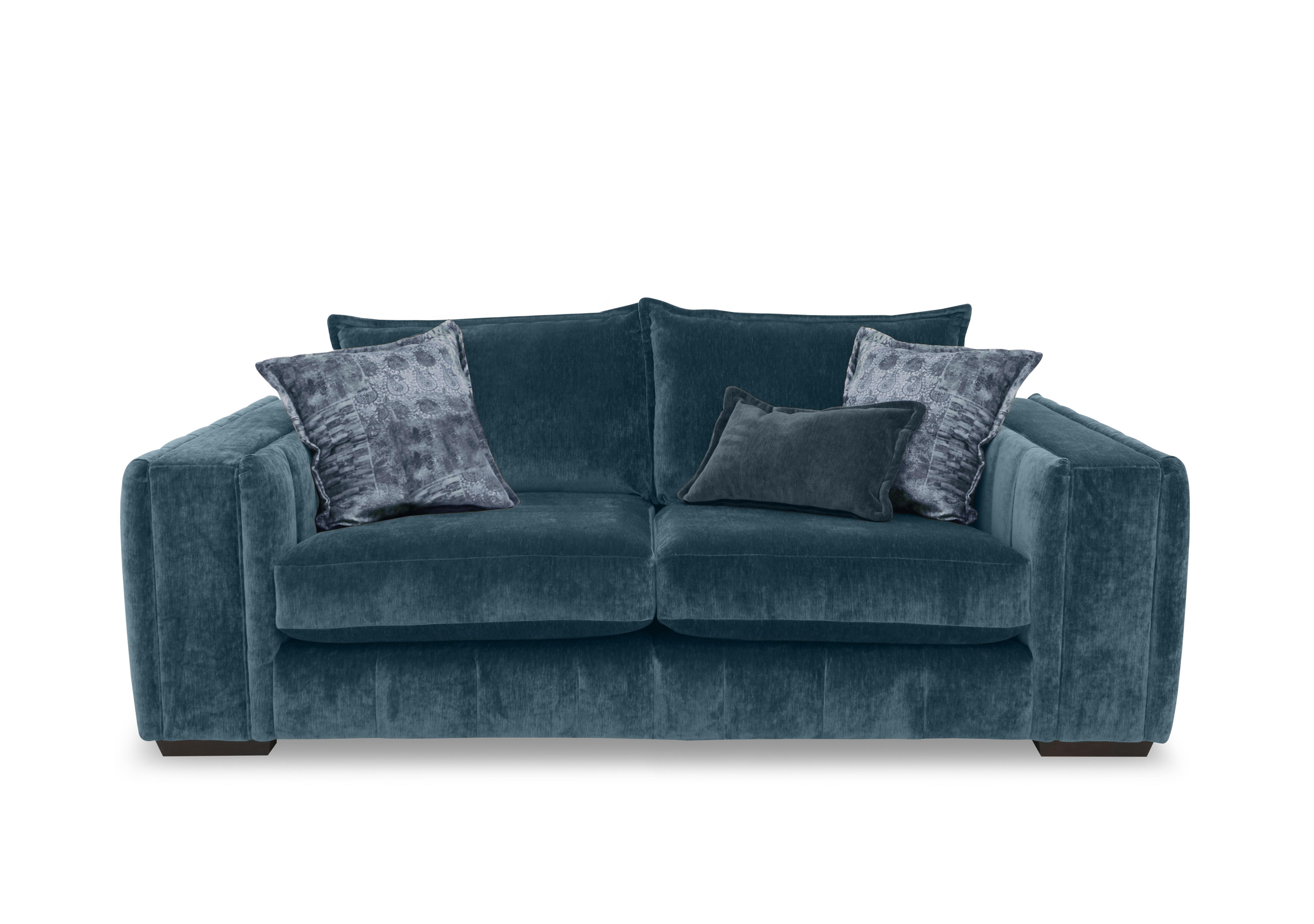 Oh So Glam Garland 3 Seater Sofa in California Steel Blue Dw Ft on Furniture Village