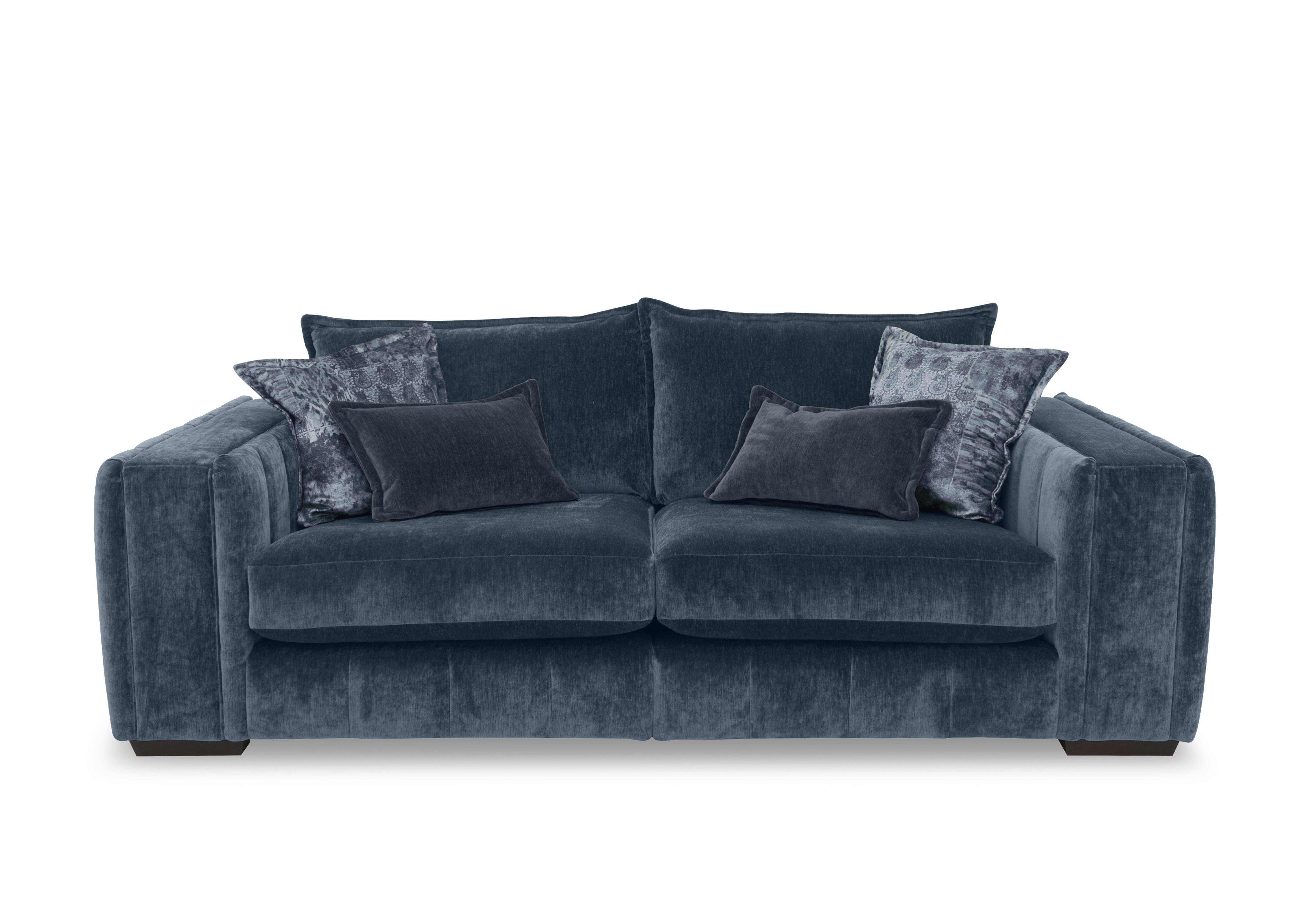 Oh So Glam Garland 4 Seater Split Frame Sofa in California Steel Blue Dw Ft on Furniture Village
