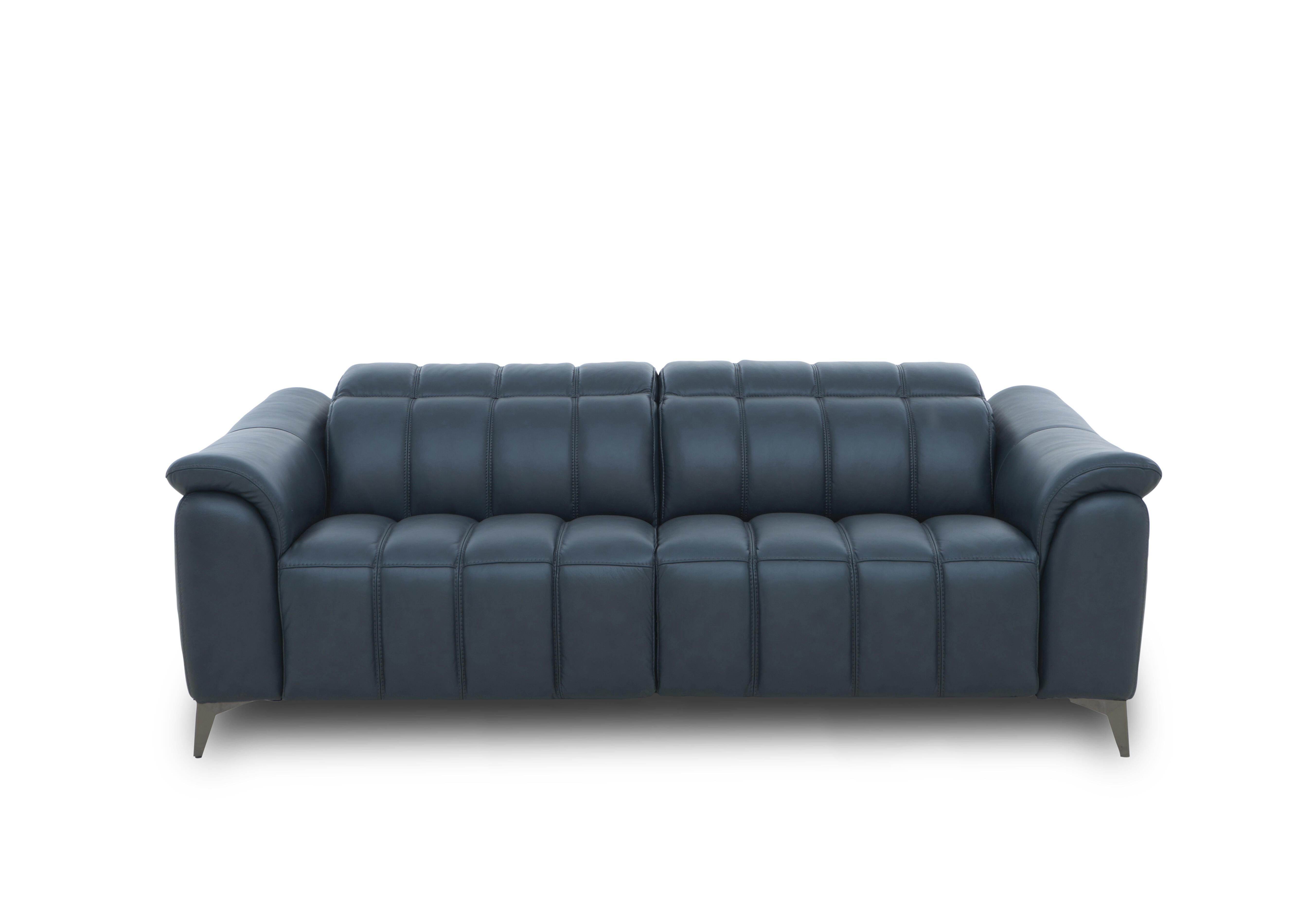 Angelo Leather 3 Seater Power Recliner Sofa with Power Headrests in Natural Milled Navy La-4828 on Furniture Village