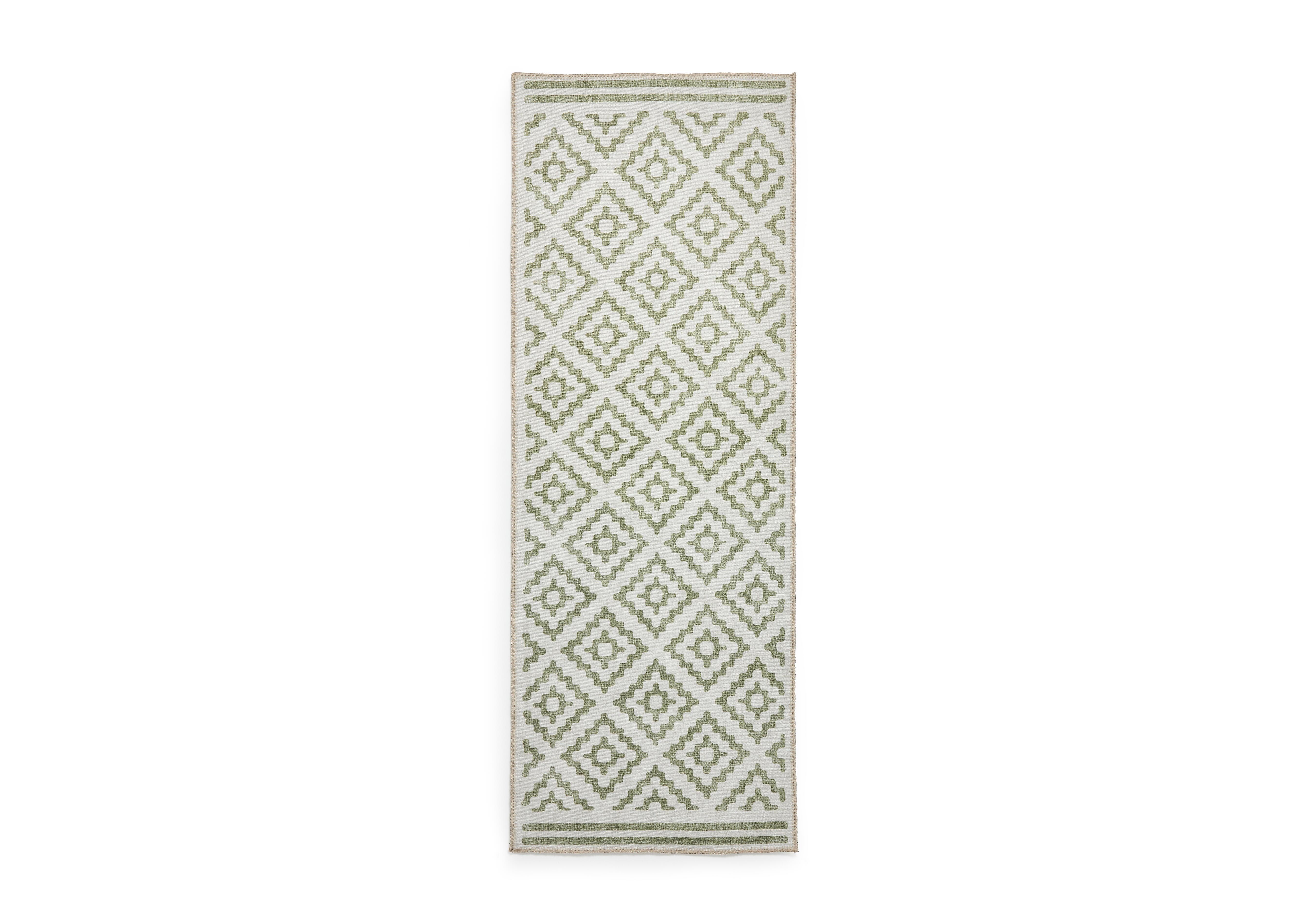 Agnes Washable Runner in Green on Furniture Village