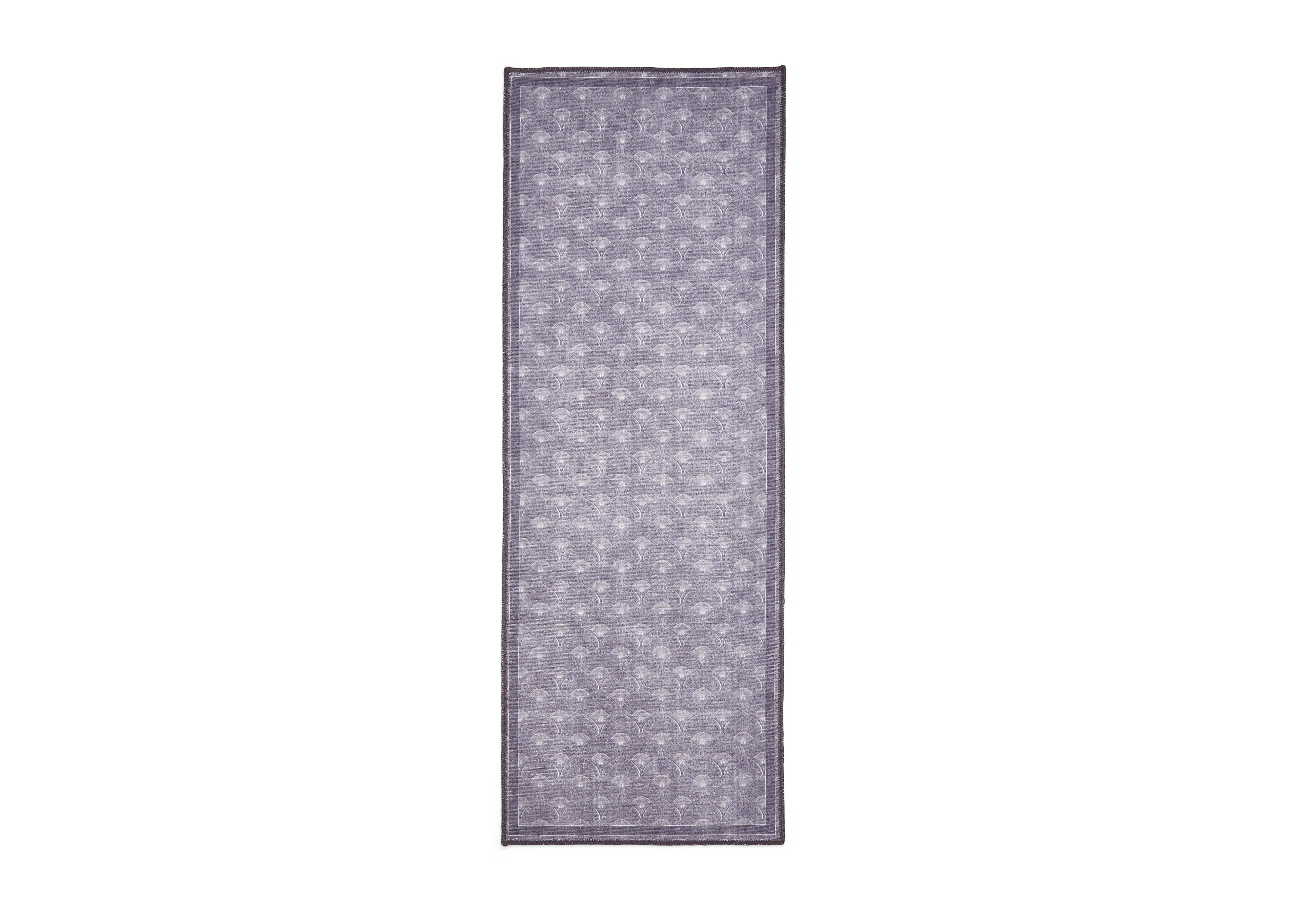 Washable Deco Peacock Runner in Grey on Furniture Village