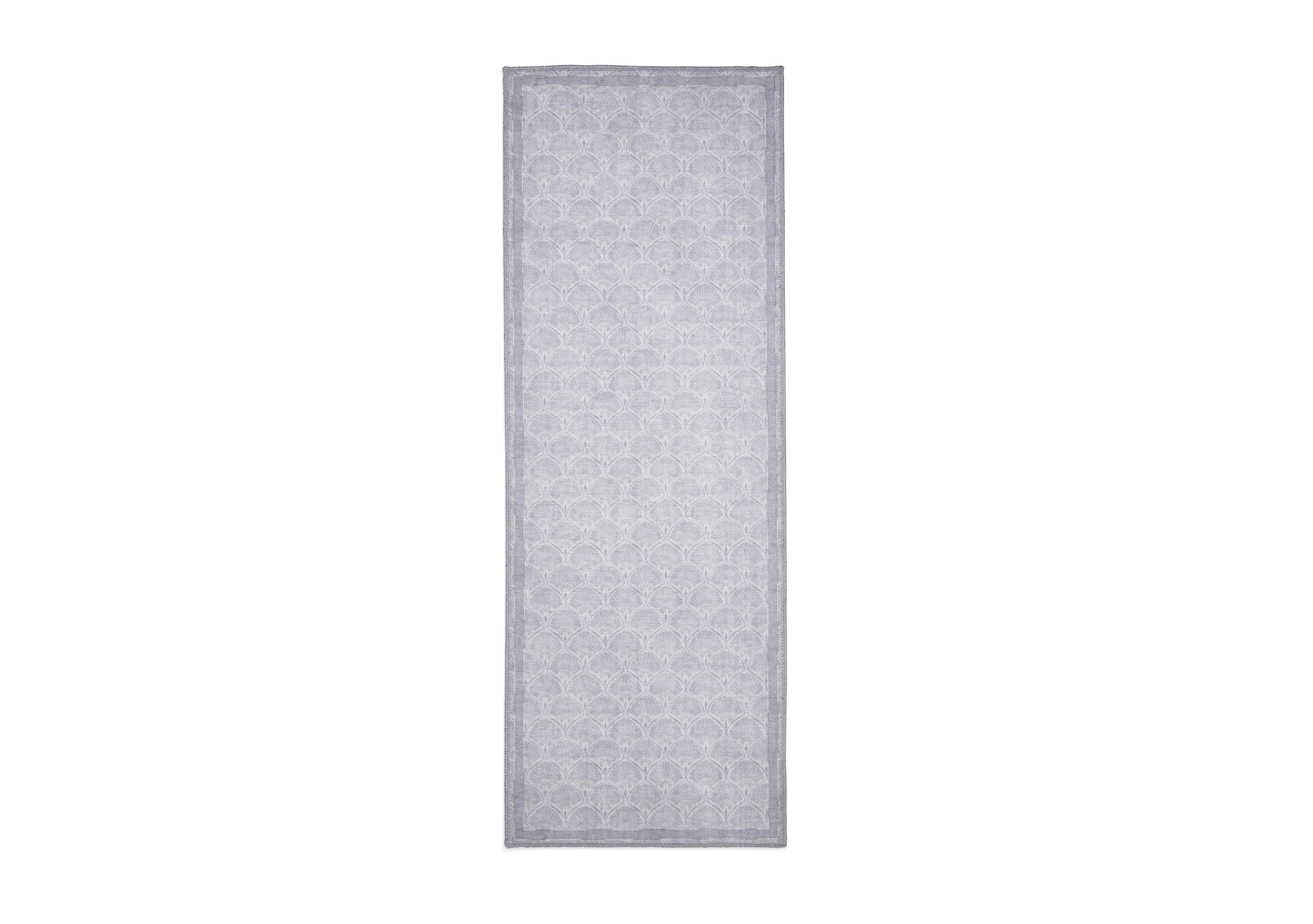Washable Deco Peacock Runner in Silver on Furniture Village