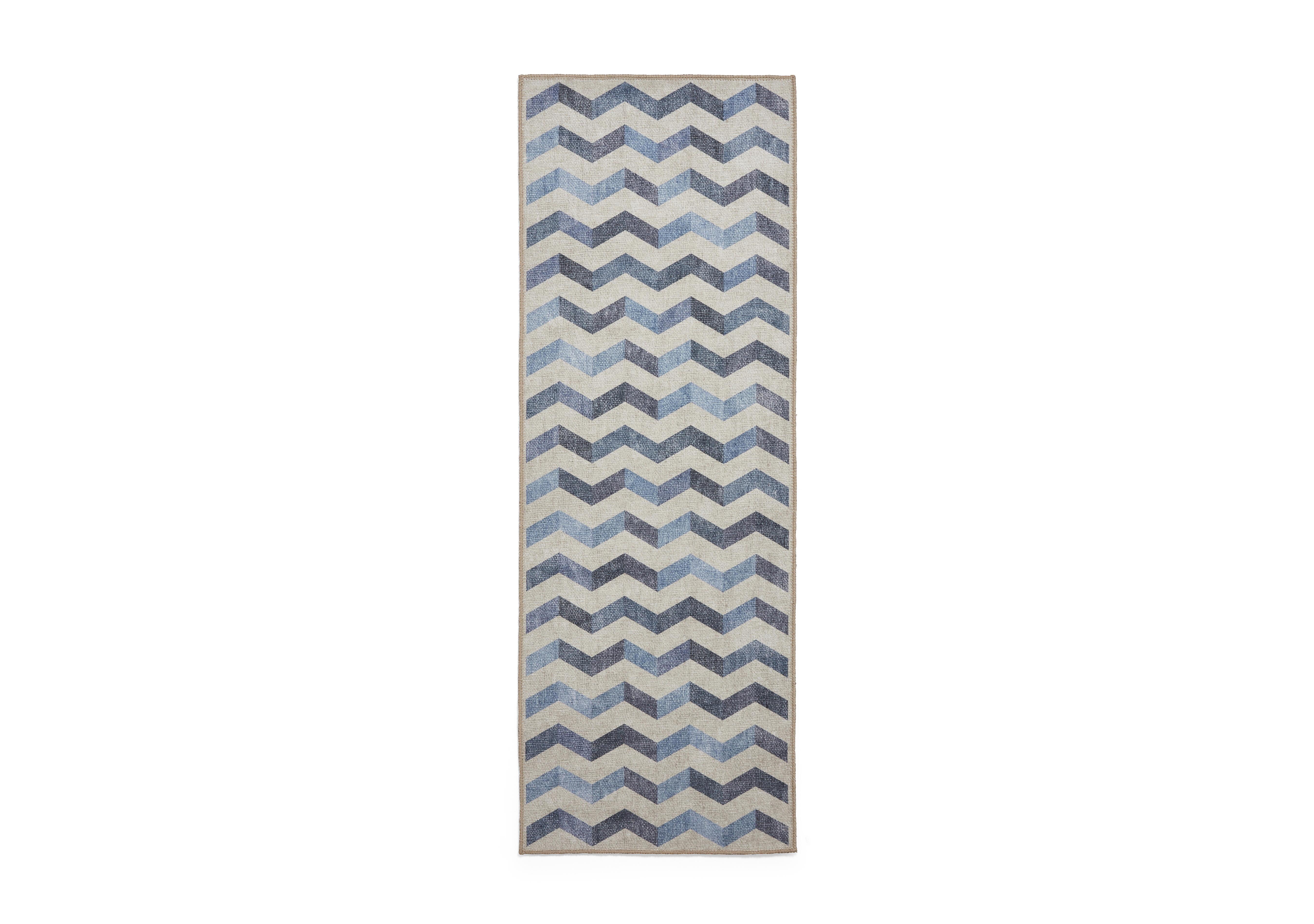 Pulito Washable Runner in Blue on Furniture Village