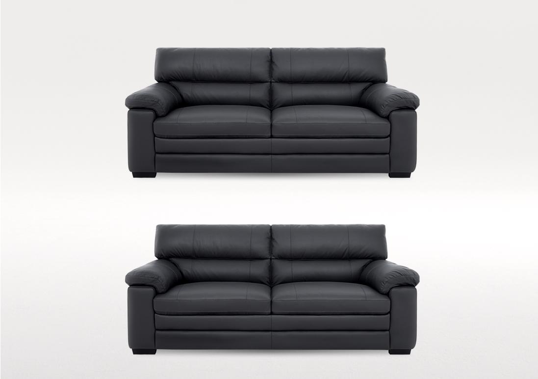 Cozee Two 2 Seater Leather Sofas Set in Nw-517e Shale Grey on Furniture Village