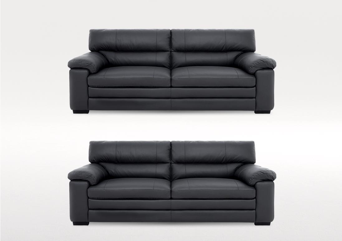 Cozee Two 3 Seater Leather Sofas Set in Nw-517e Shale Grey on Furniture Village