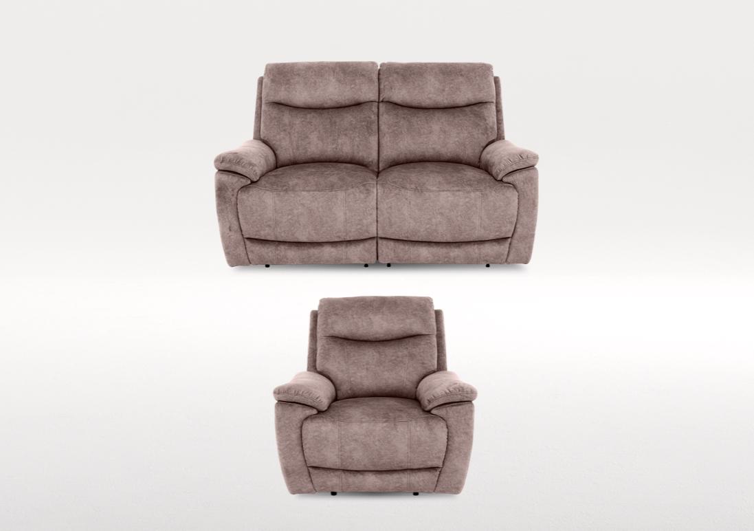 Sloane 2 Seater Fabric Power Recliner Sofa and Fabric Power Recliner Armchair Set in 18175 Marble Charcoal Grey on Furniture Village